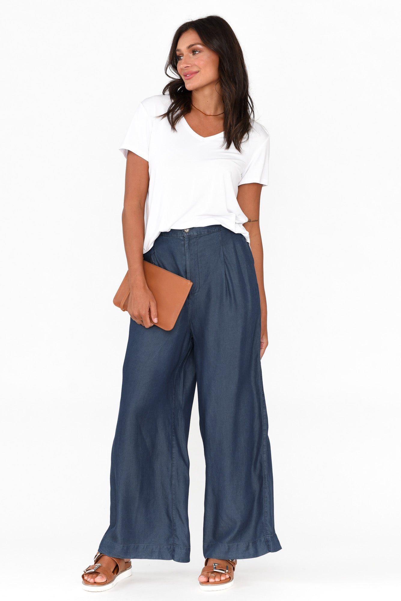 Pia Blue Denim Palazzo Pant