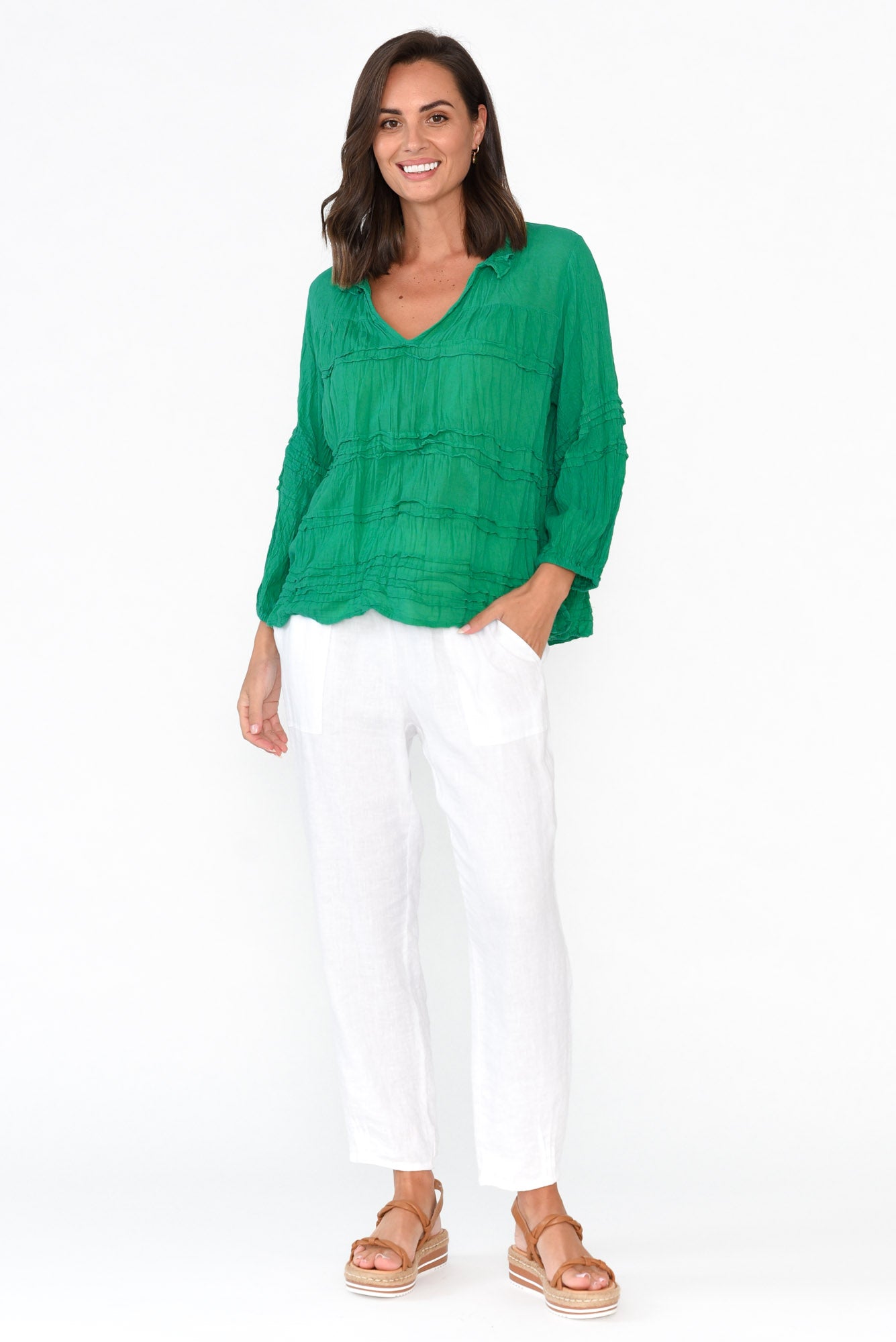 Palmer Green Cotton Long Sleeve Top