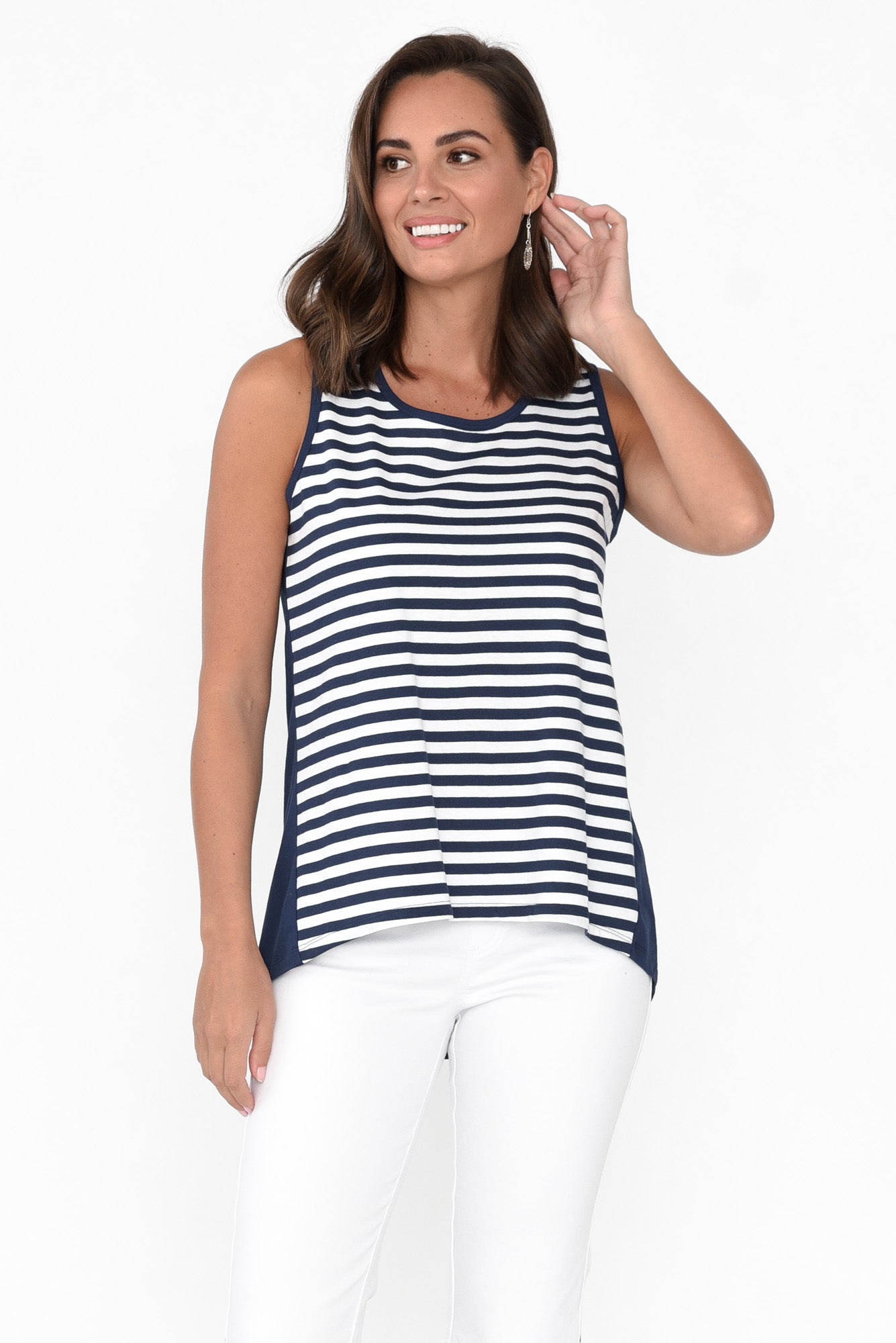 Josie Navy Stripe Cotton Tank