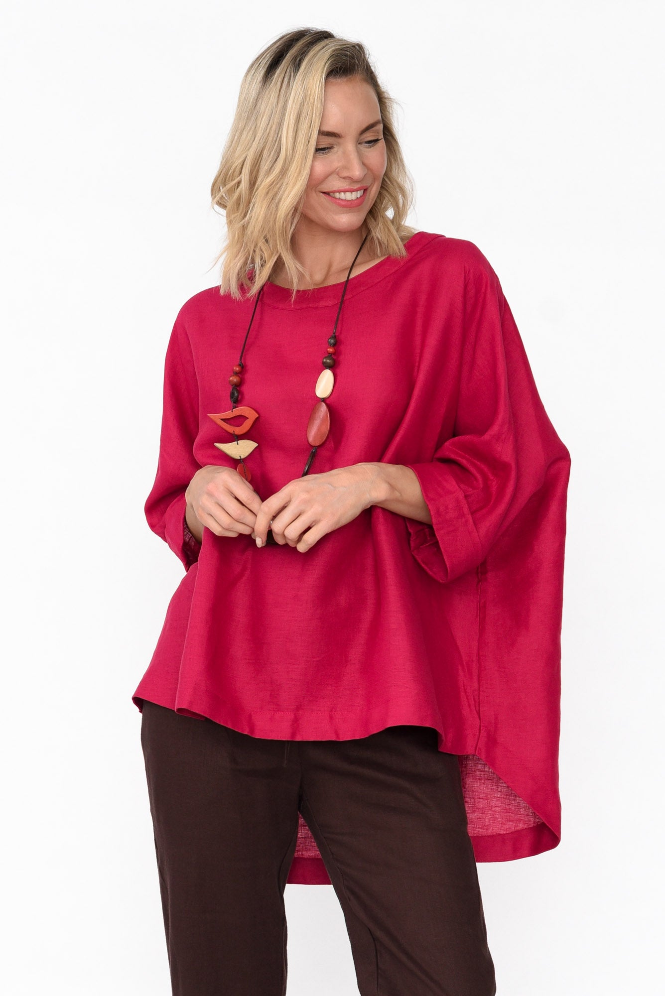 Holden Red Linen Pleat Top