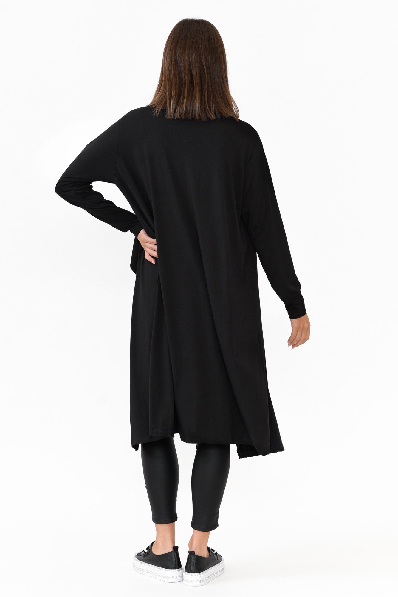 Leanna Black Bamboo Waterfall Cardigan