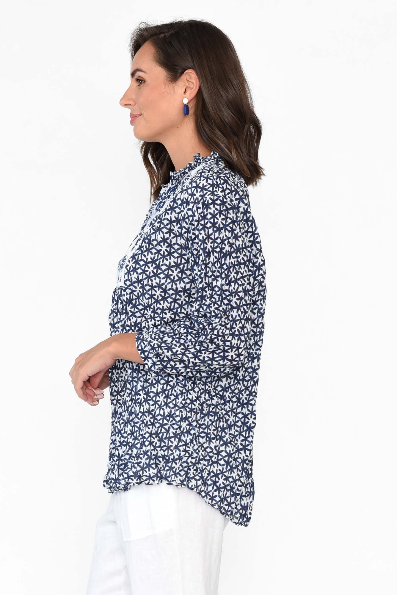 Kellan Navy Flower Cotton Top