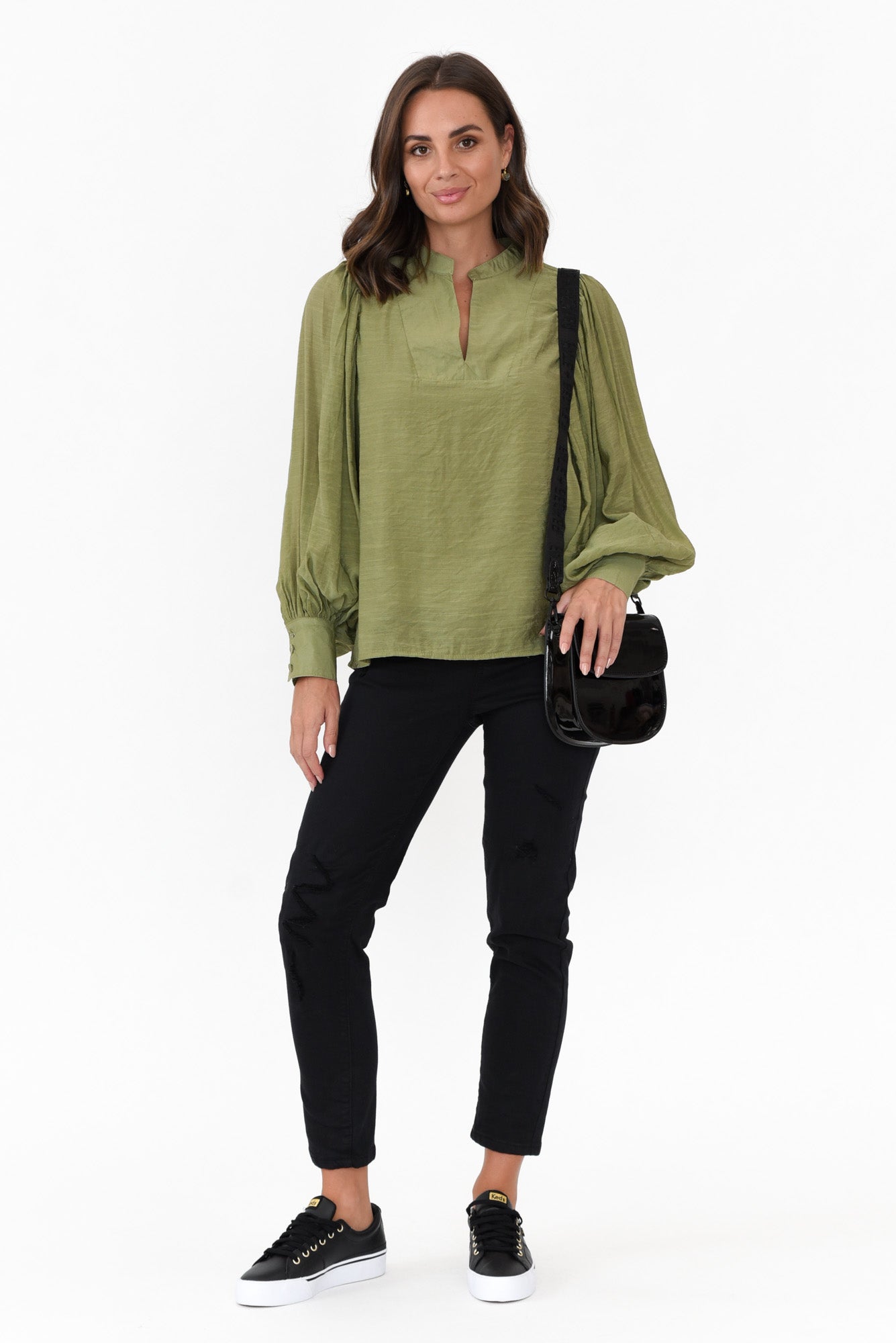 Kane Khaki Cotton Blend Top