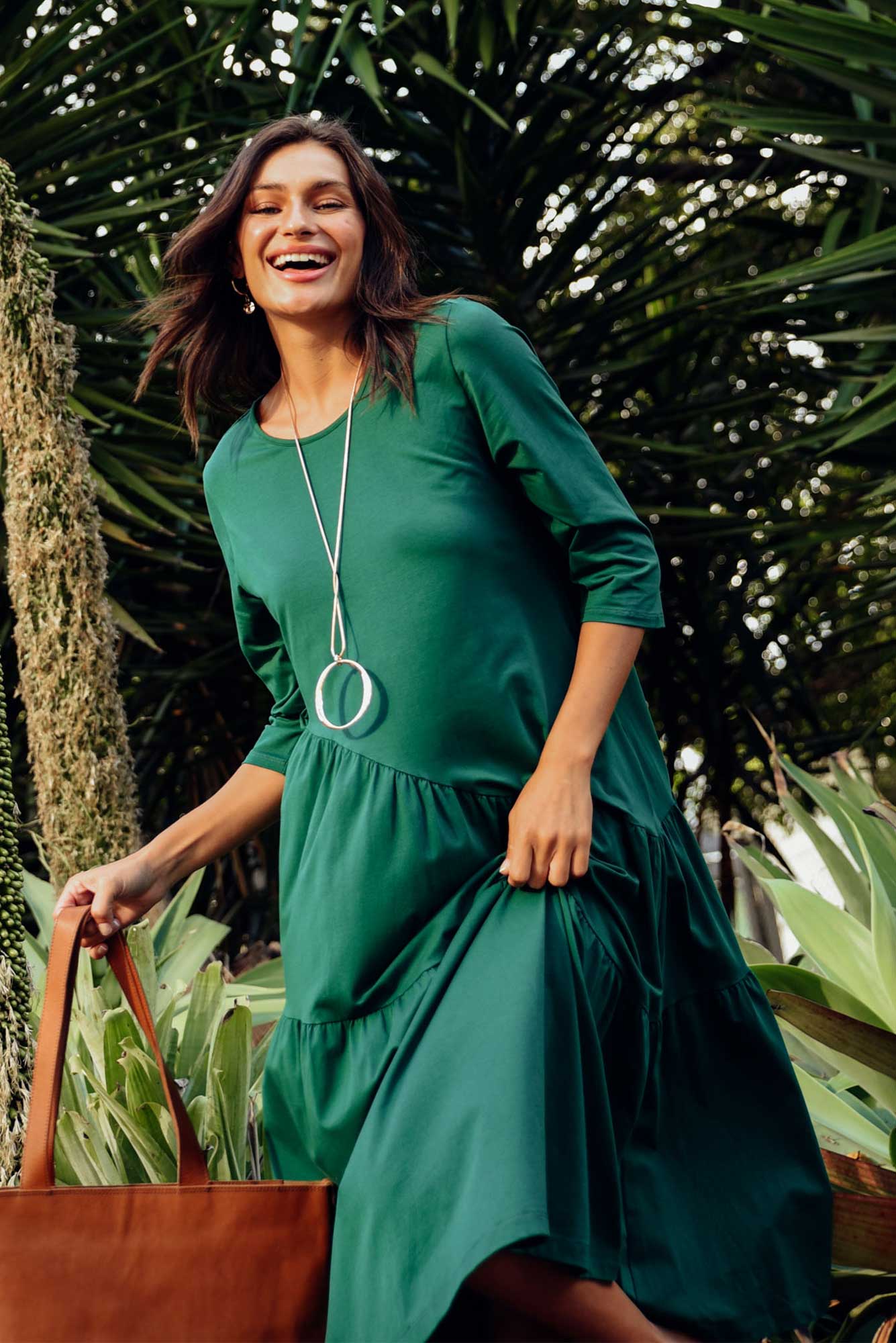 Masie Emerald Diagonal Gathered Dress