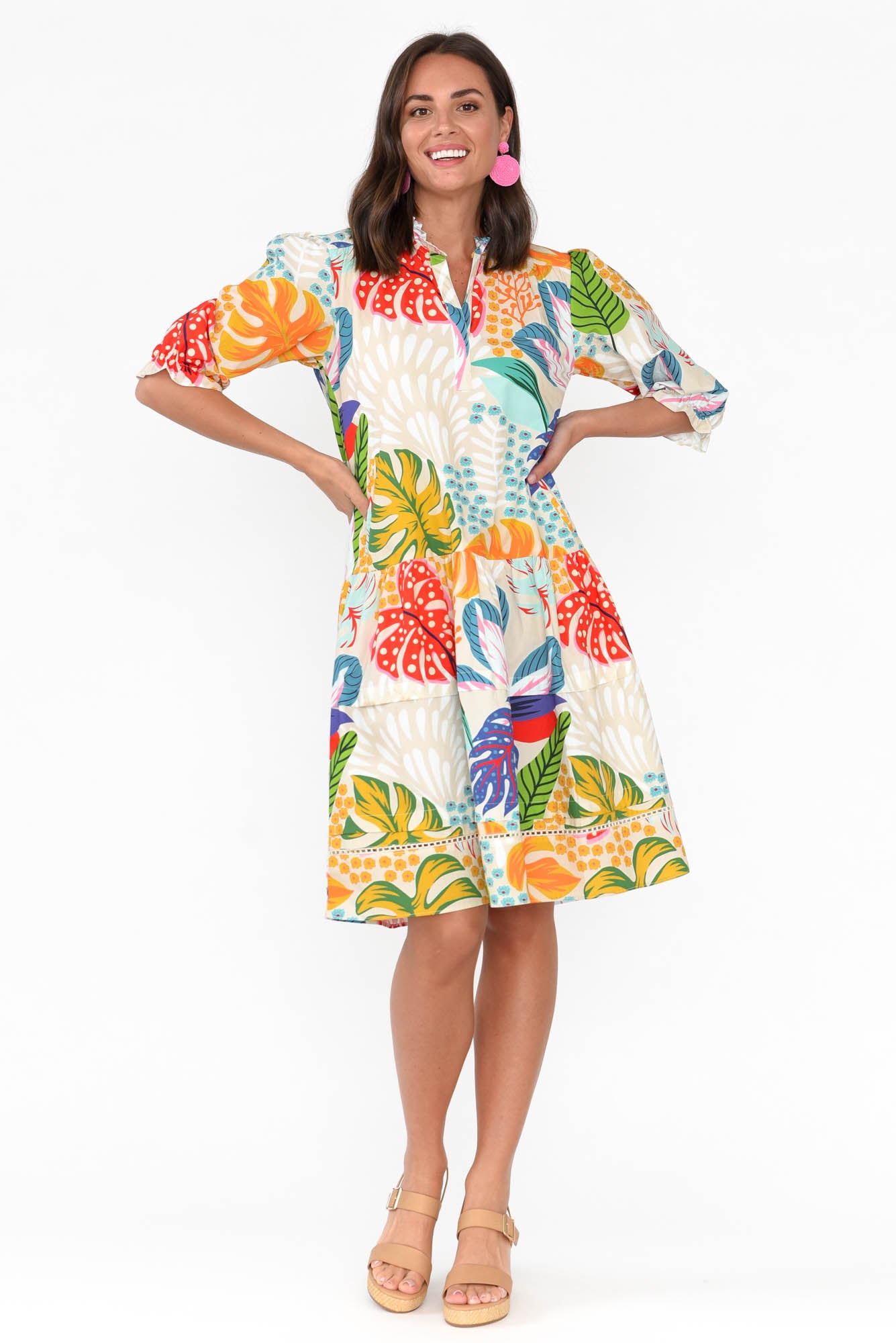 Hayes Vanilla Forest Cotton Poplin Dress