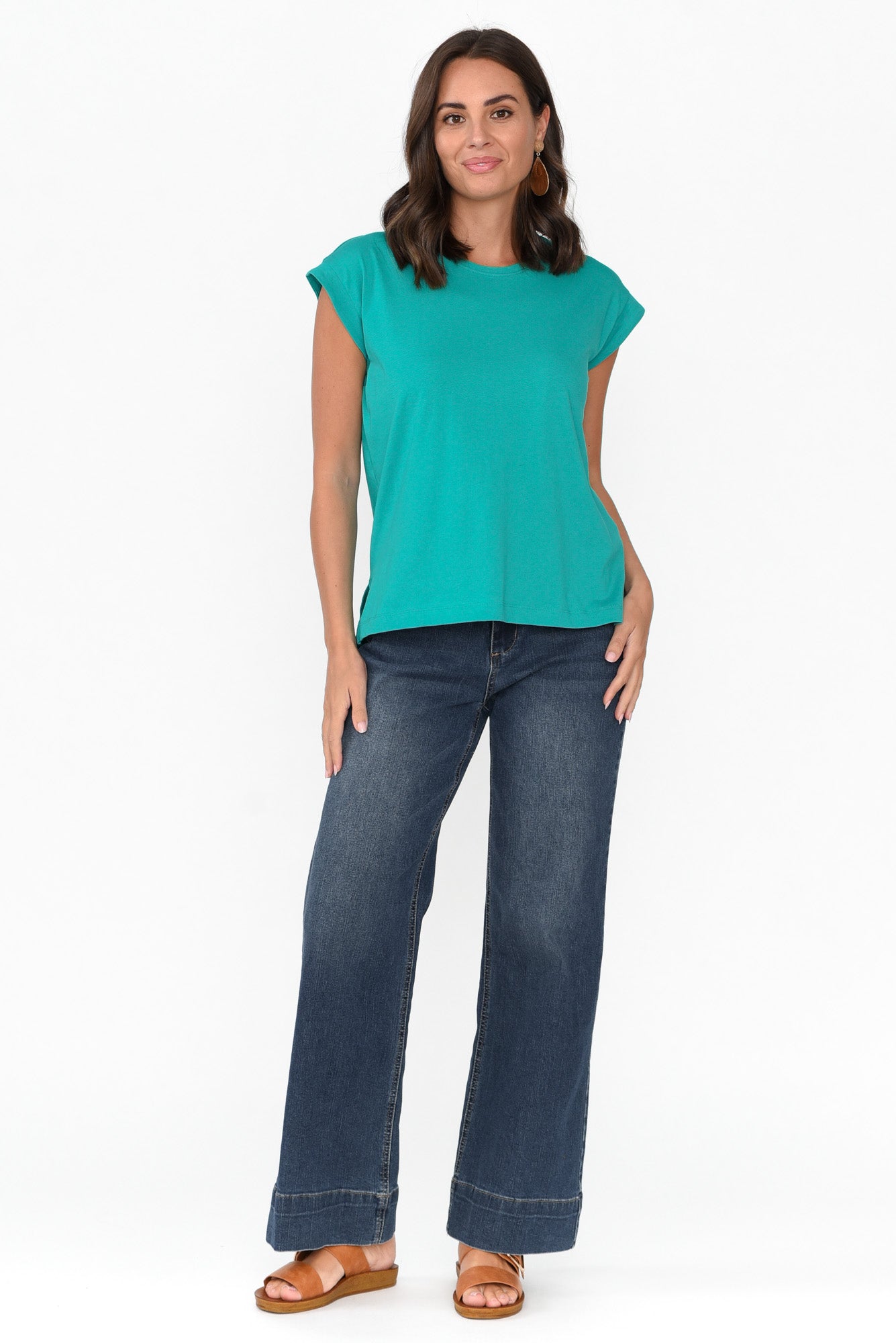 Michaela Jade Green Cotton Top