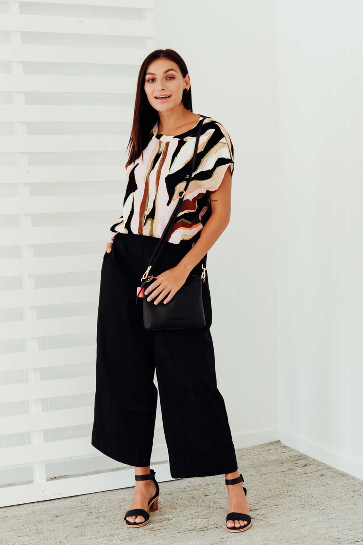Bradie Black Cotton Wide Leg Pant