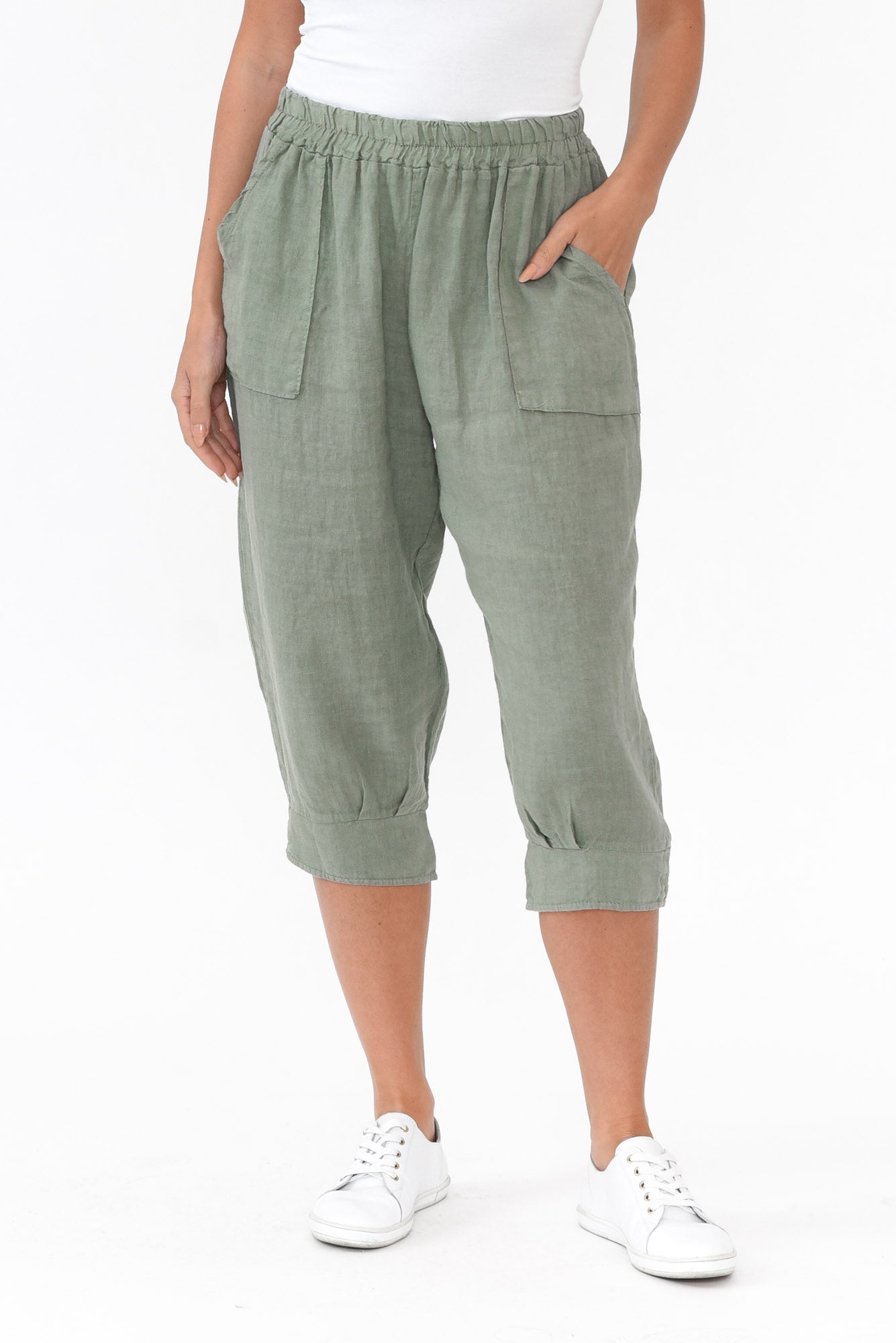 Carmichael Khaki Linen Capri Pant