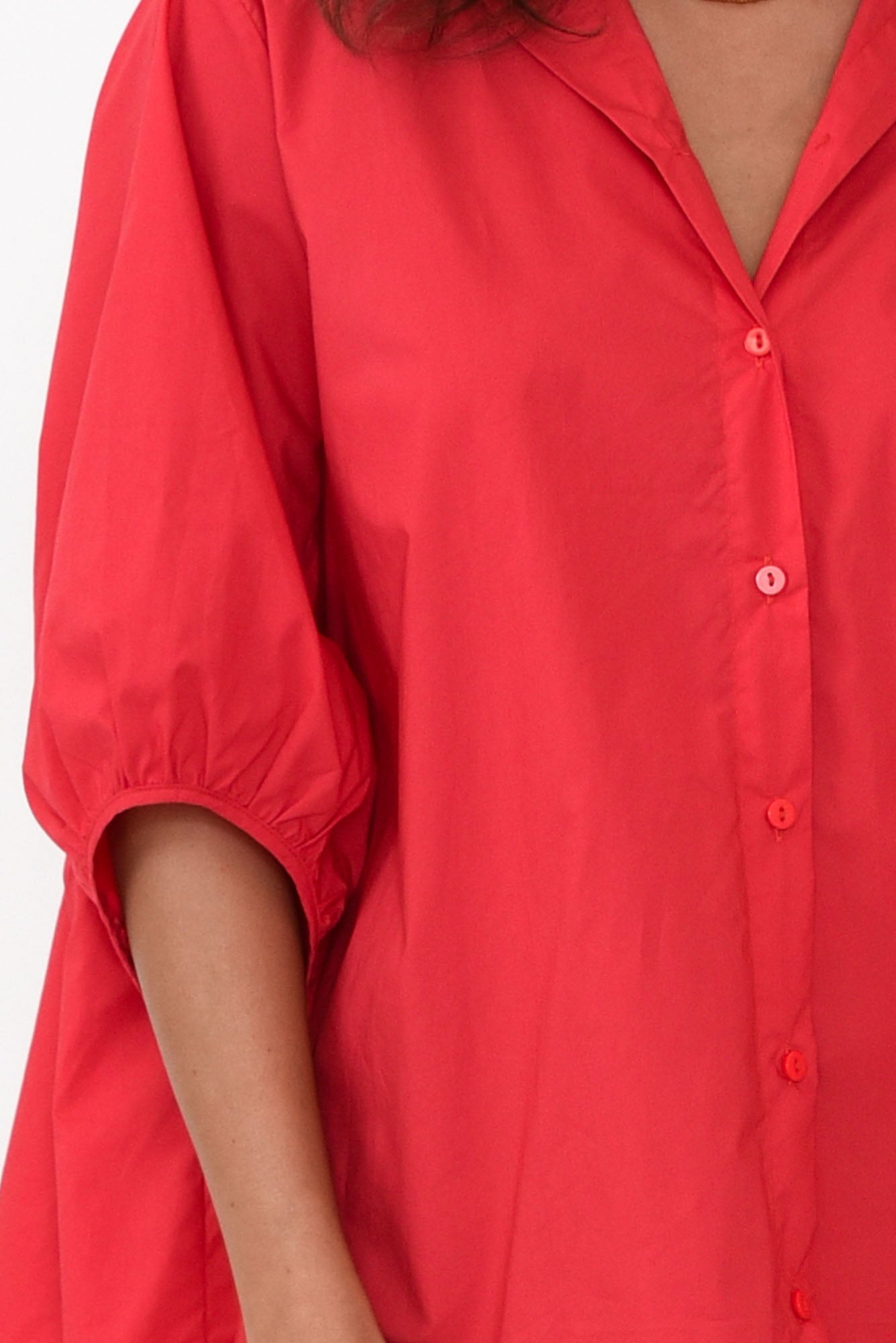 Sadie Red Cotton Tunic Top