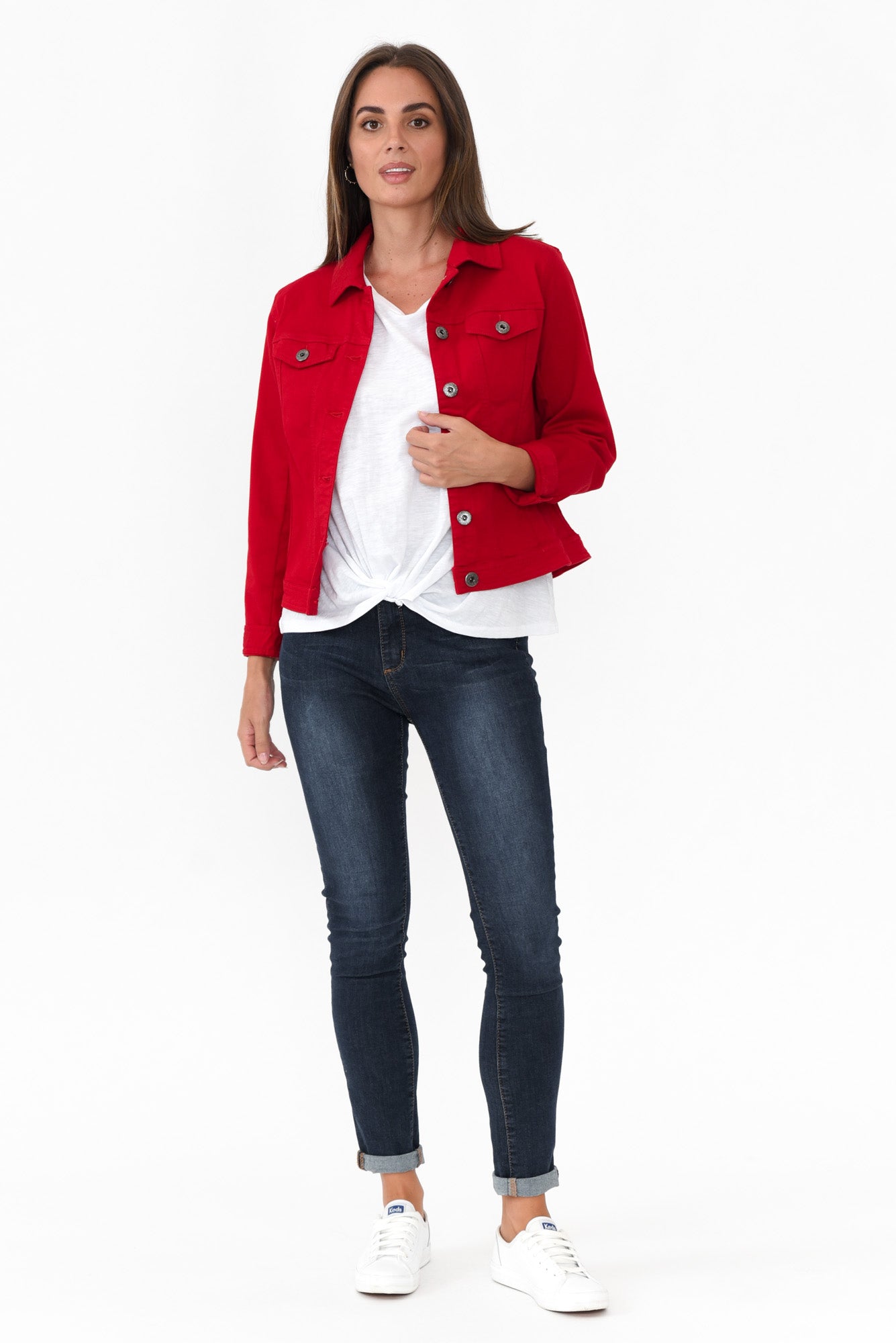 Danielle Red Stretch Jean Jacket