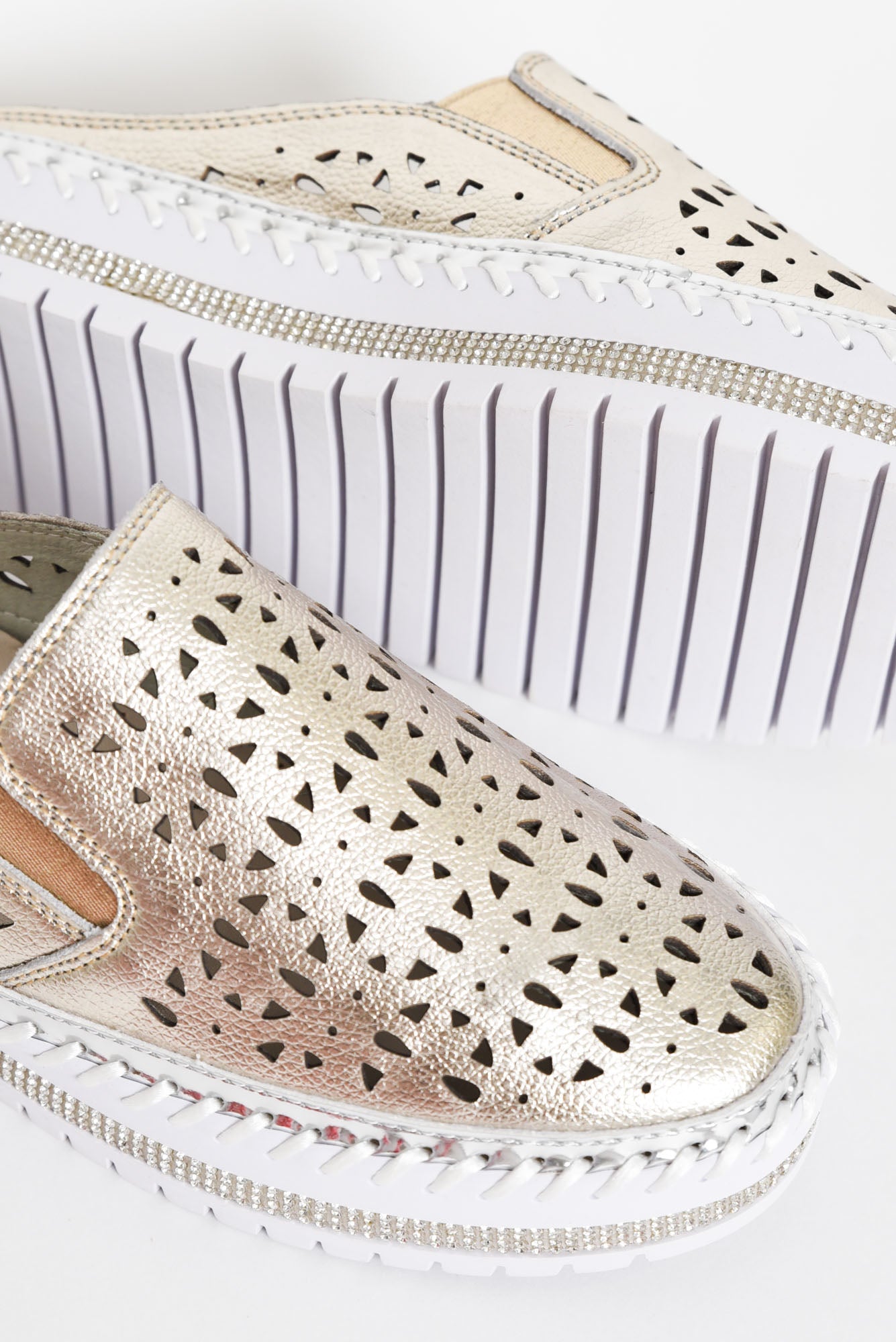 Blessed Gold Leather Mule Sneaker