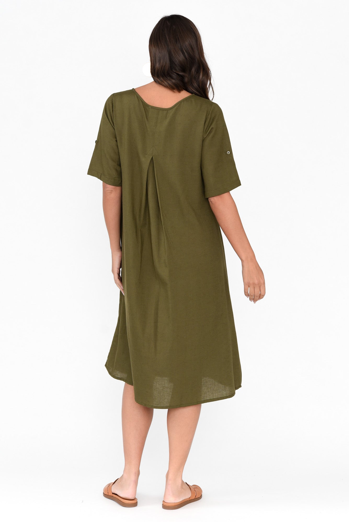 Sloane Olive Cotton Blend Dress