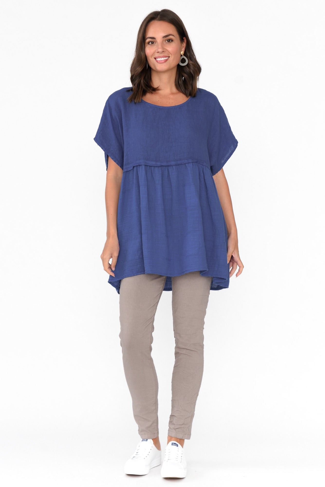 Sabre Cobalt Linen  Top