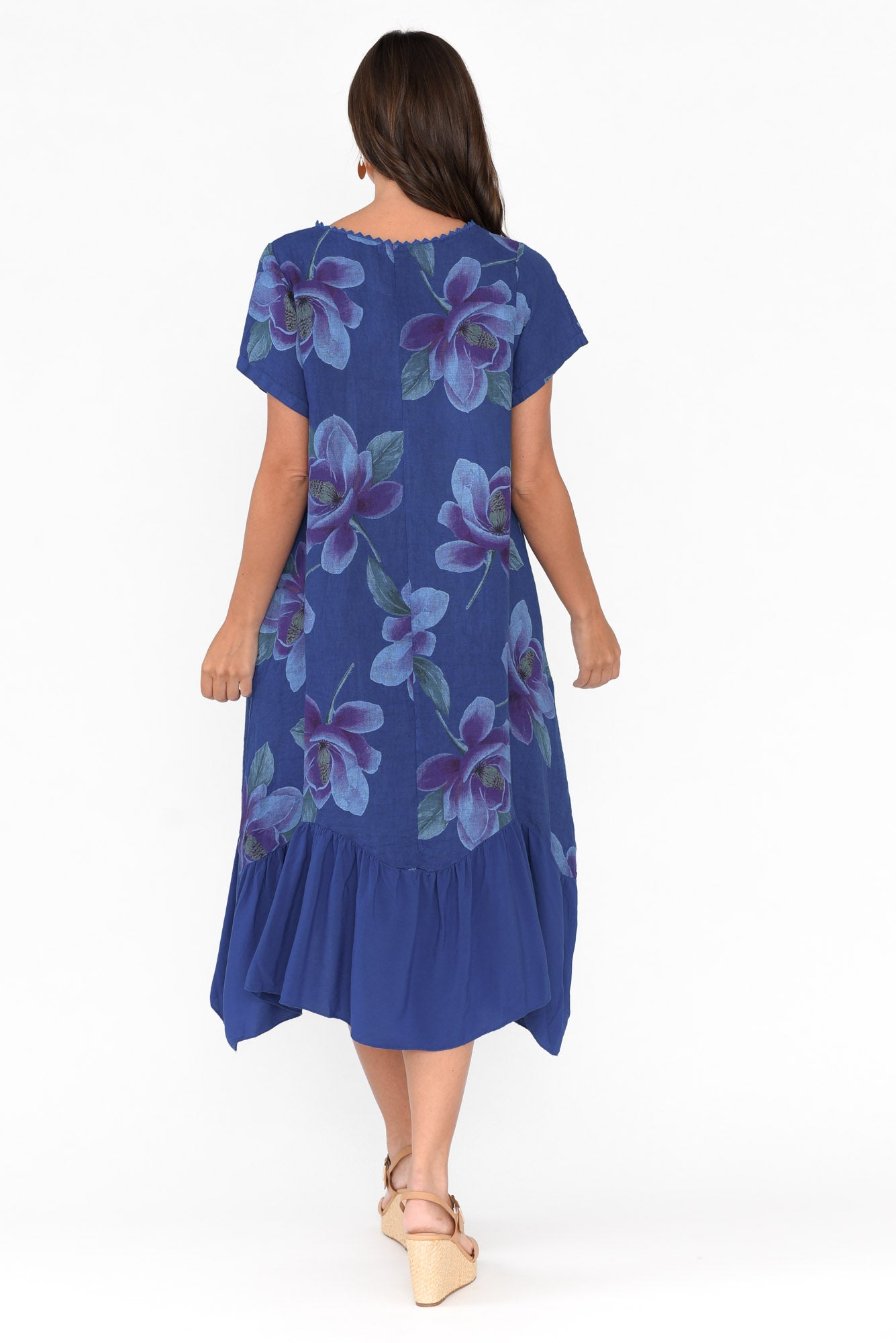 Ryker Cobalt Floral Linen Pocket Dress
