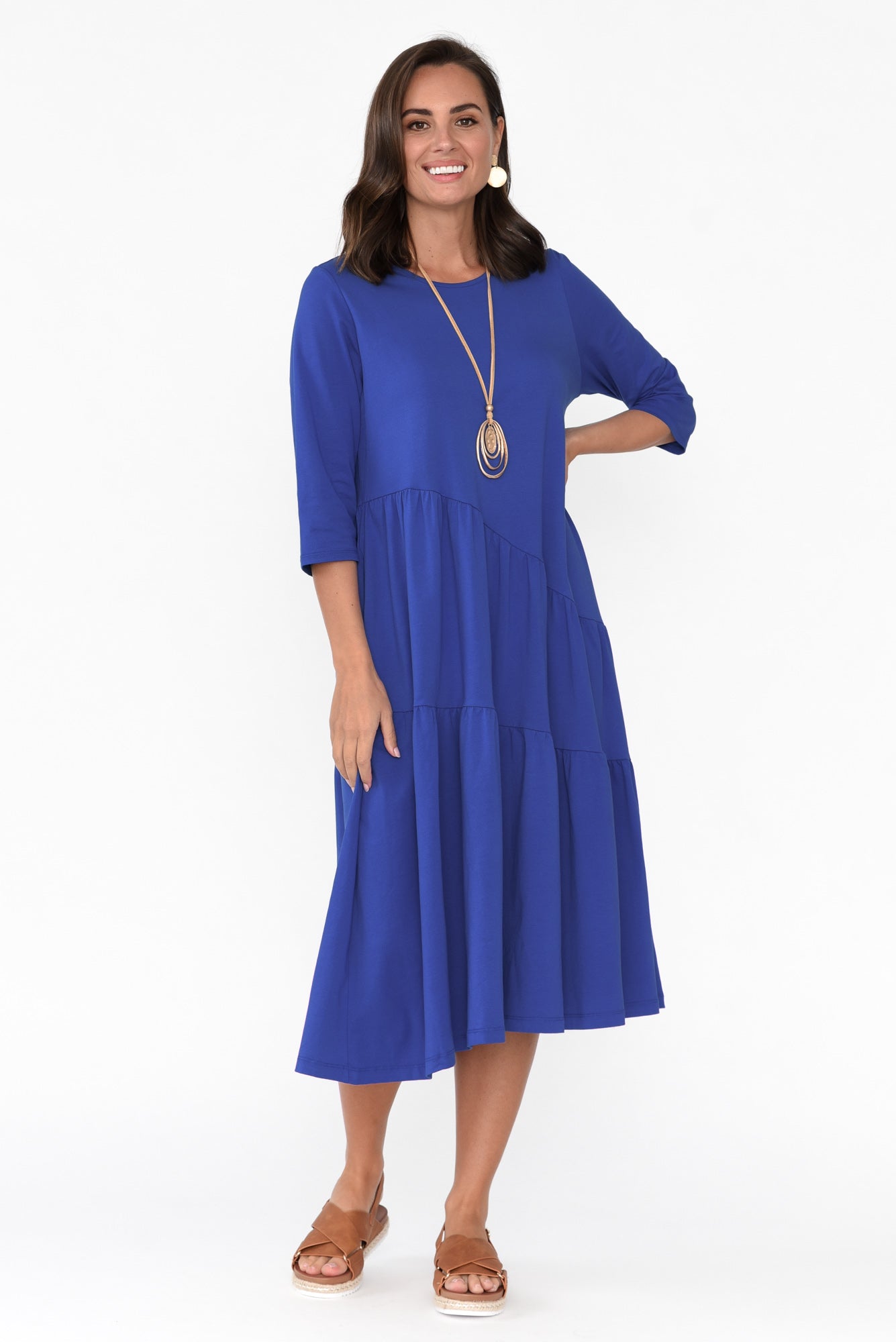 Masie Cobalt Diagonal Gathered Dress