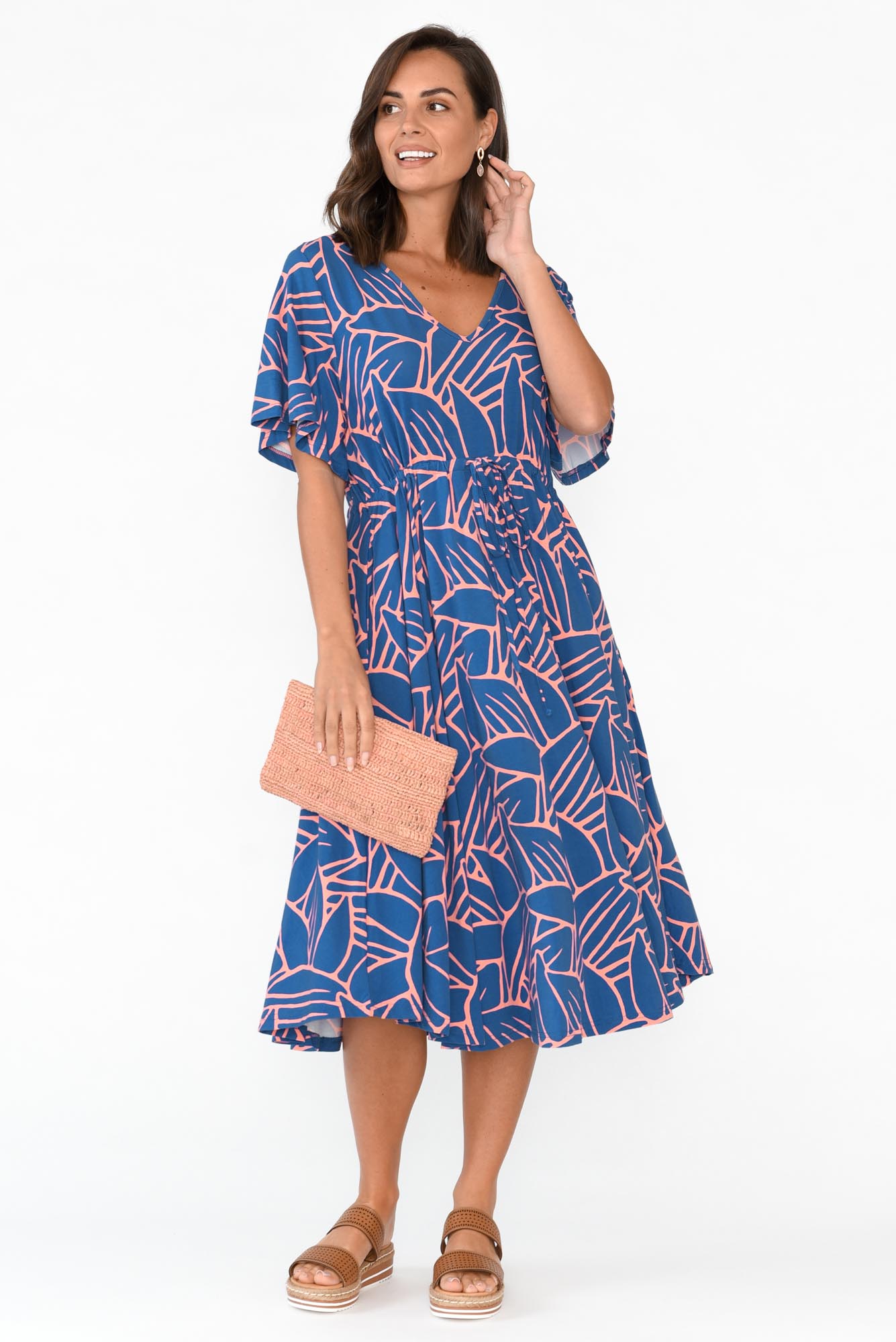Billine Blue Leaf Bamboo Dress