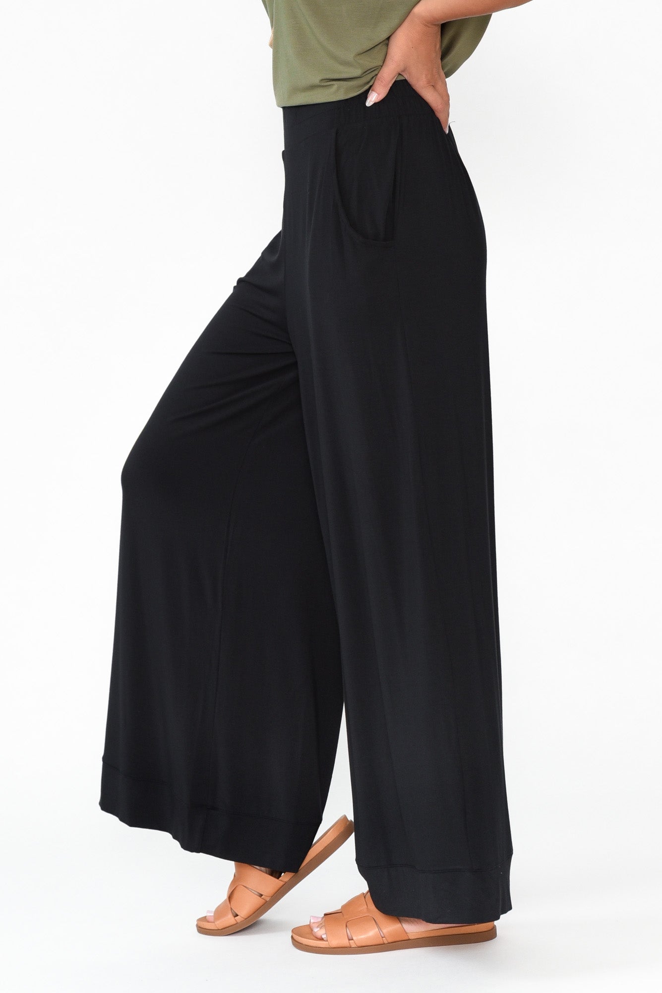 Lola Black Micro Modal Wide Leg Pant