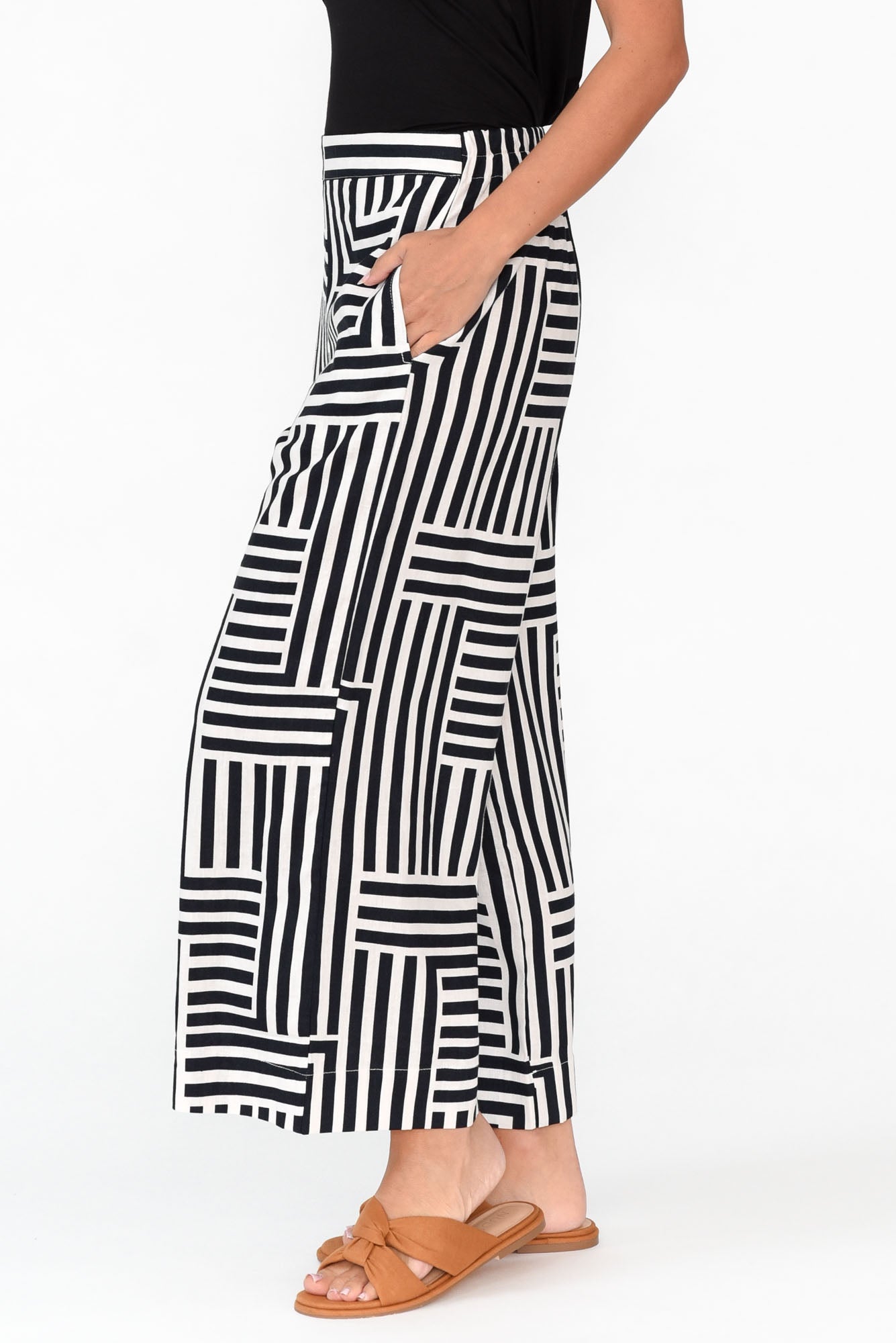 Bauhaus Navy Stripe Linen Blend Pant
