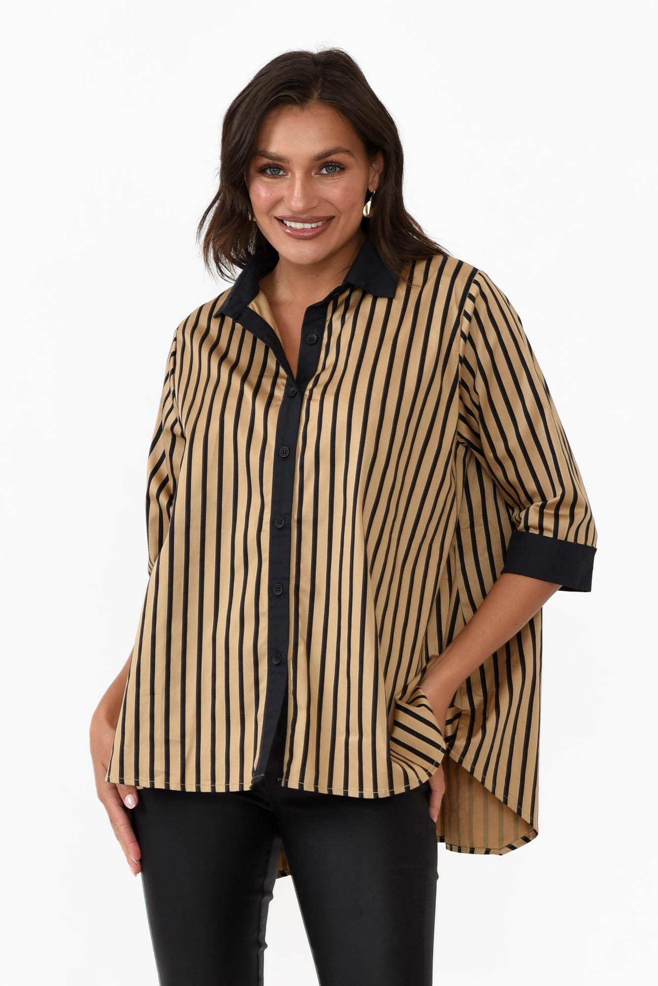 Knightley Black Stripe Cotton Shirt