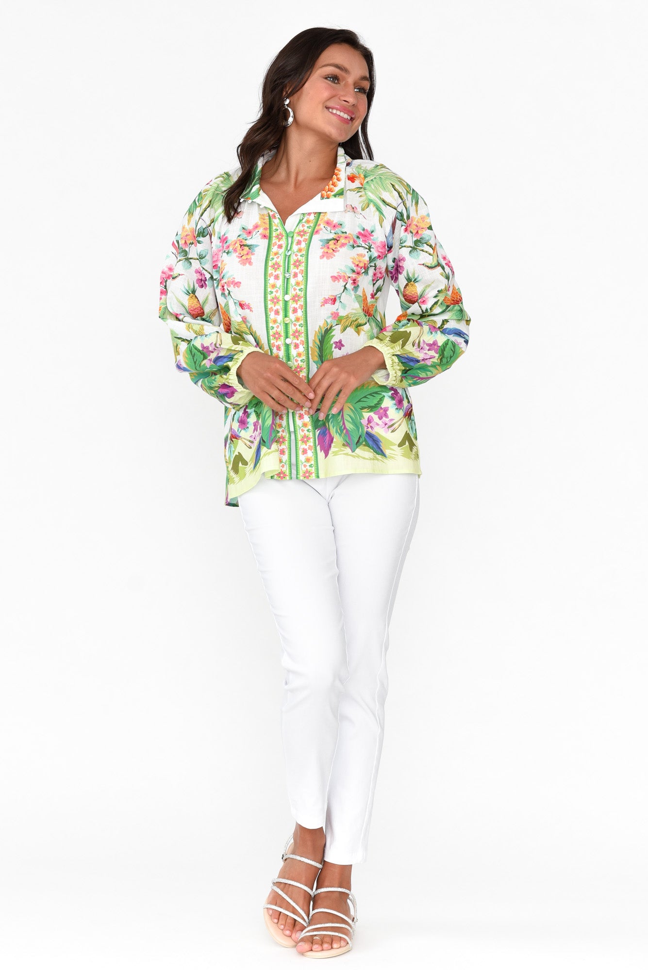 Cobana Green Tropical Cotton Shirt