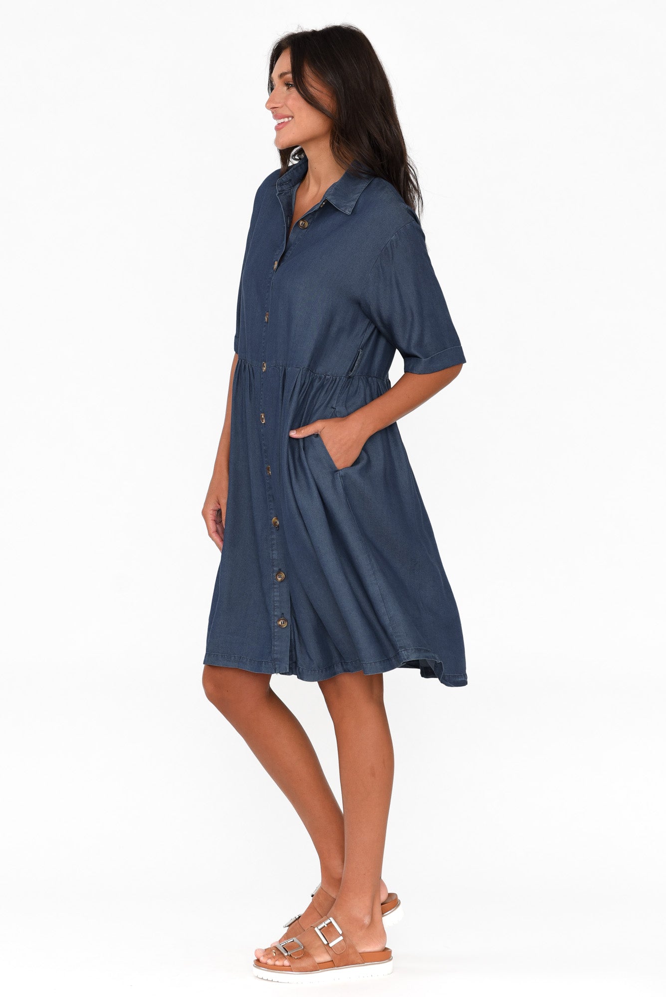 Miley Blue Denim Shirt Dress