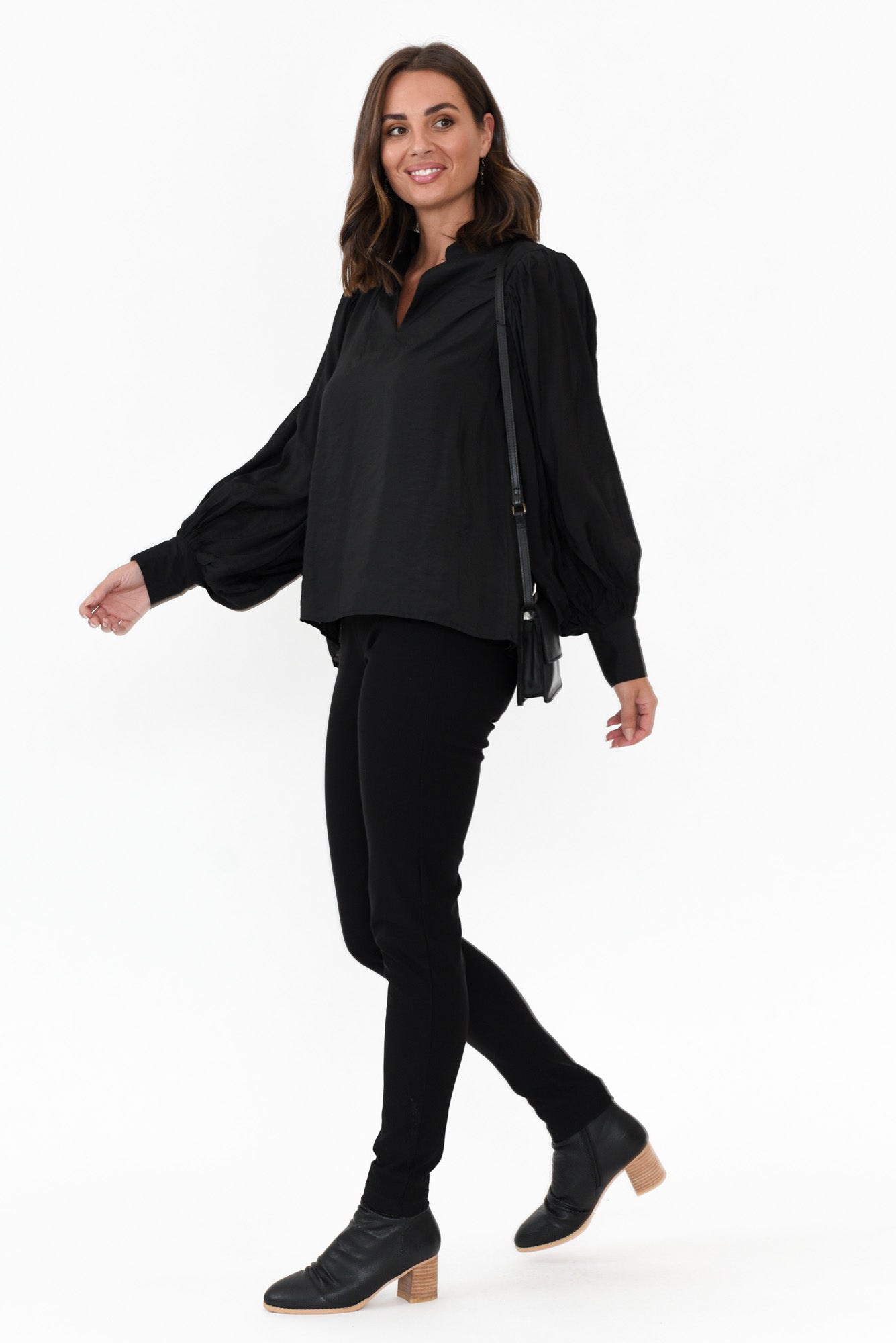 Kane Black Cotton Blend Top