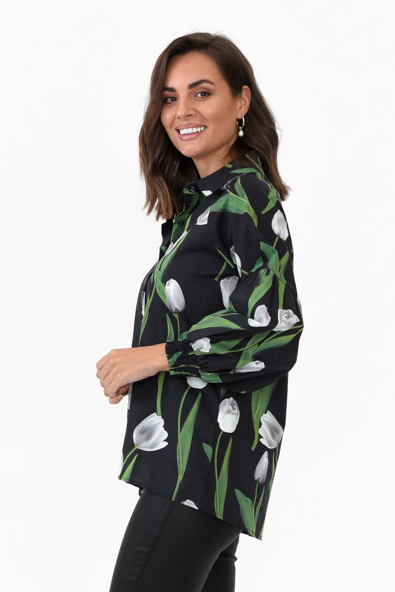 Zari Black Tulip Cotton Shirt