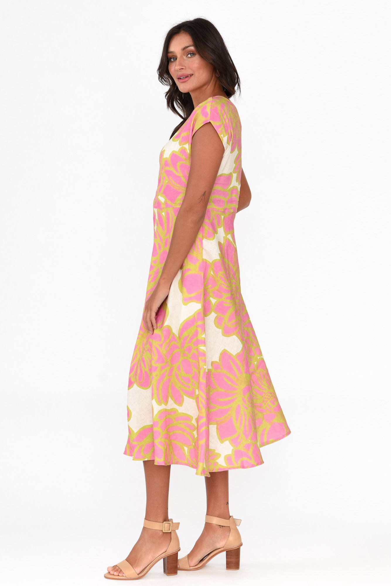 Lara Pink Lotus Linen Dress