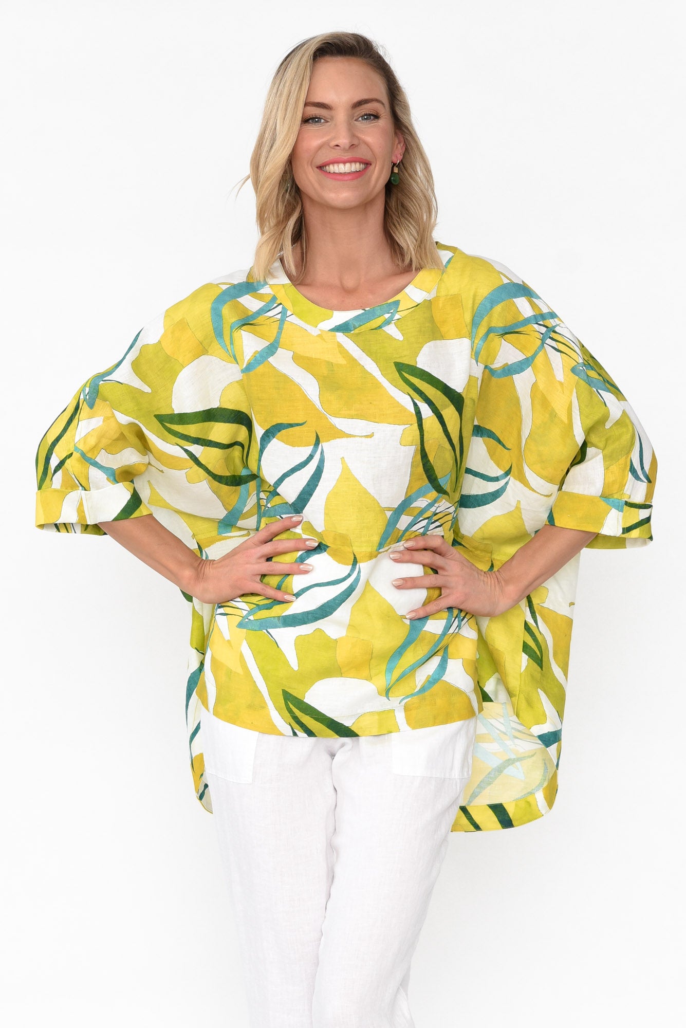 Huxton Yellow Garden Pleat Top