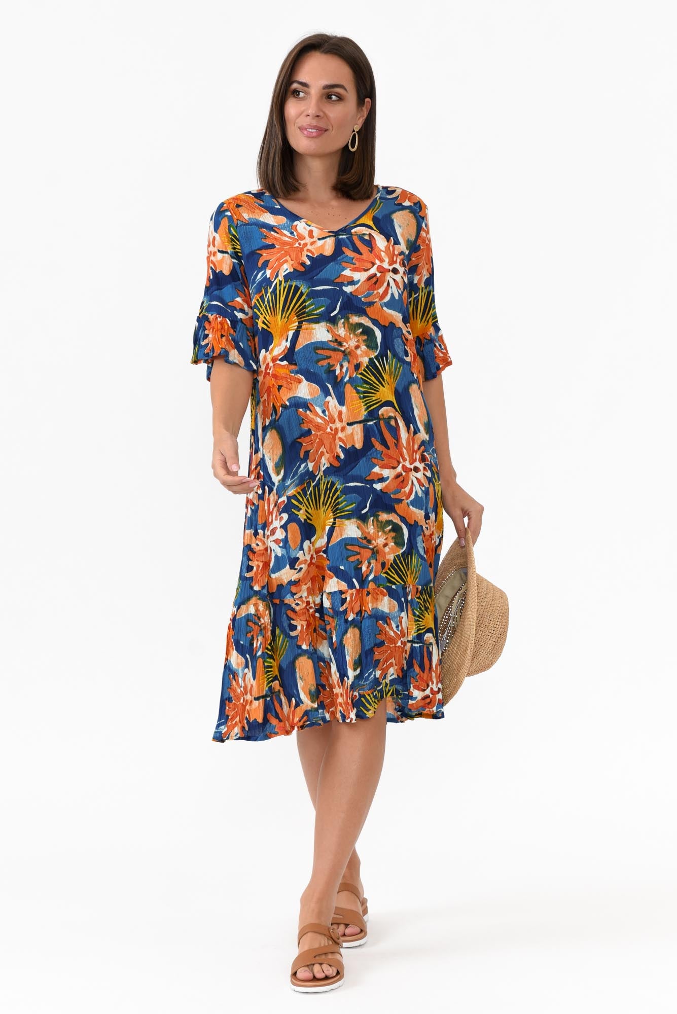 Calla Orange Garden Crinkle Dress
