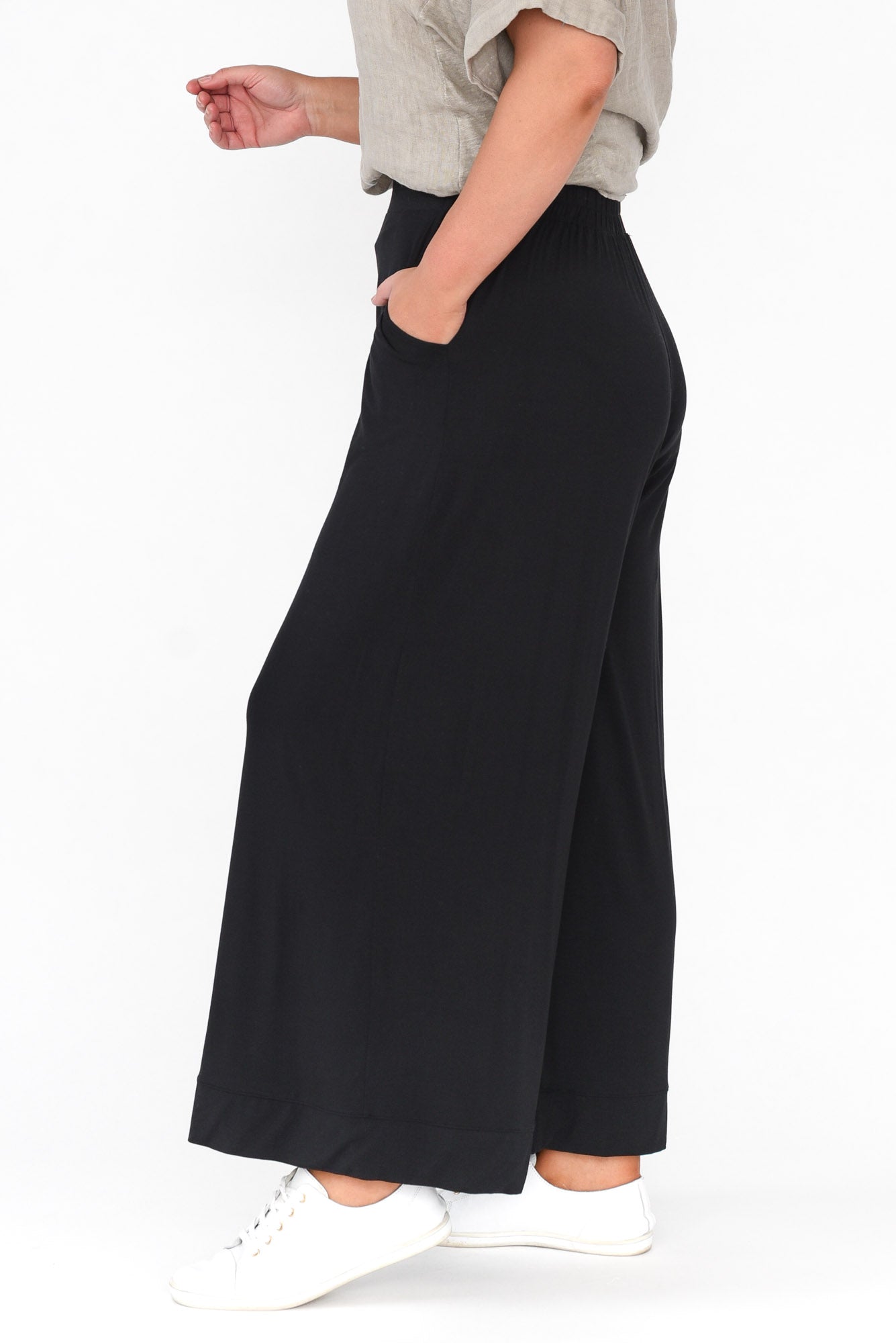Lola Black Micro Modal Wide Leg Pant