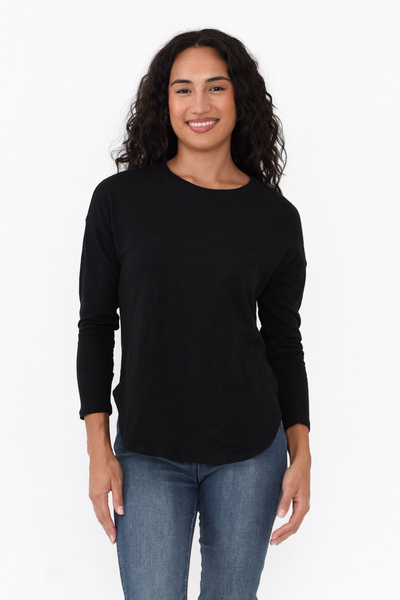 Jessie Black Cotton Hi Lo Top
