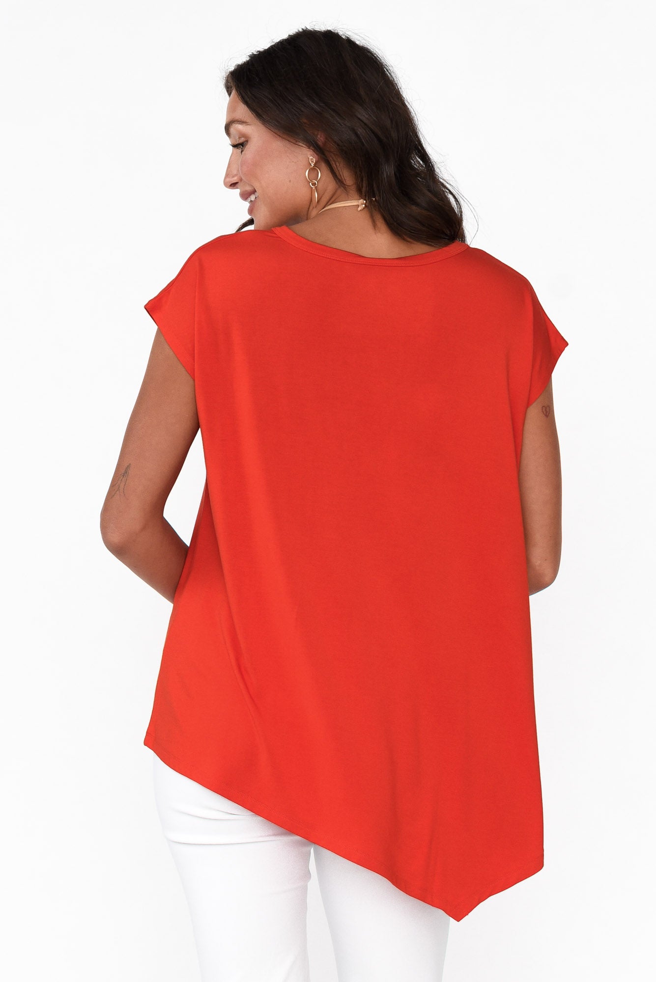 Holiday Red Asymmetrical Bamboo Tee