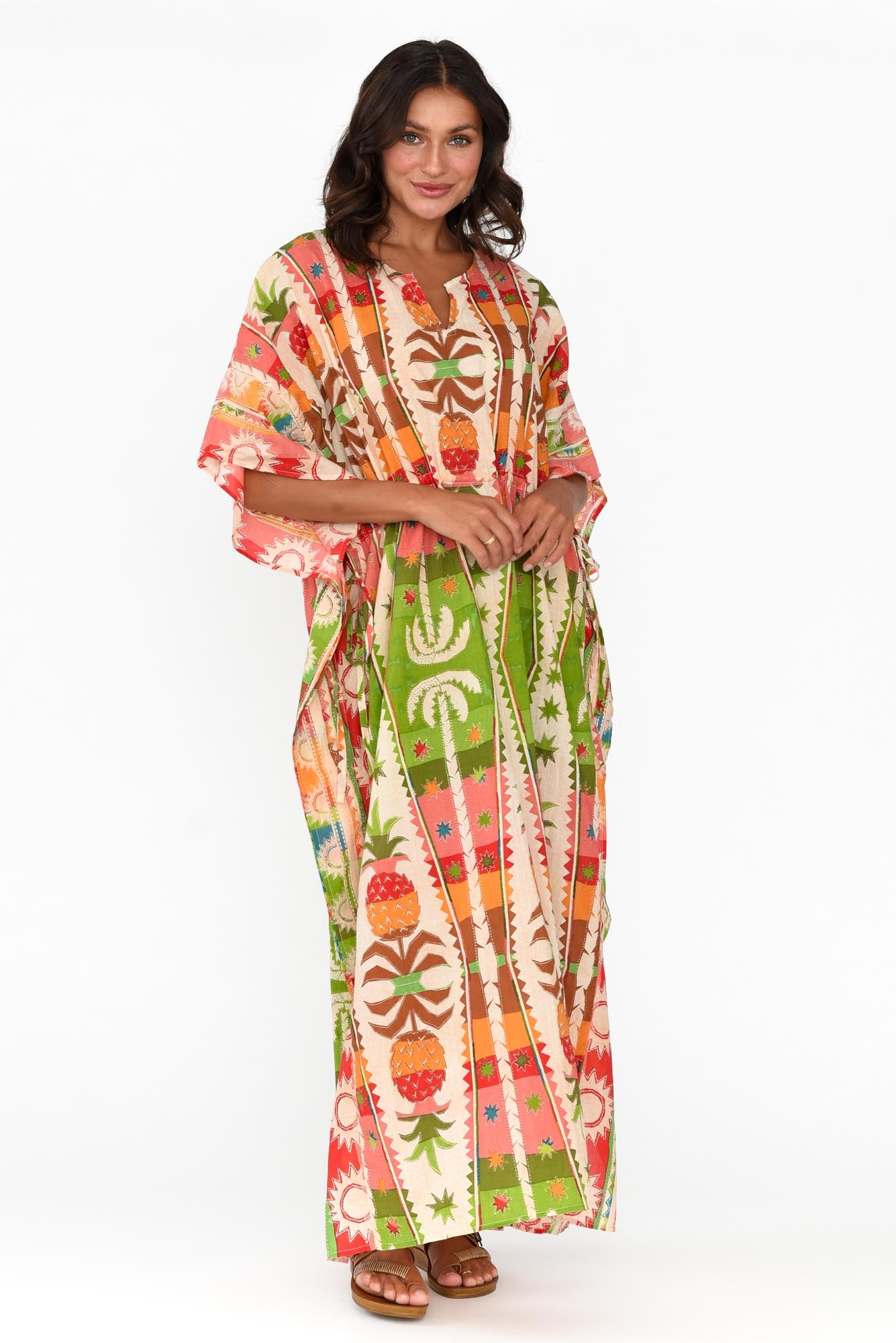 Chico Tropical Cotton Drawstring Kaftan