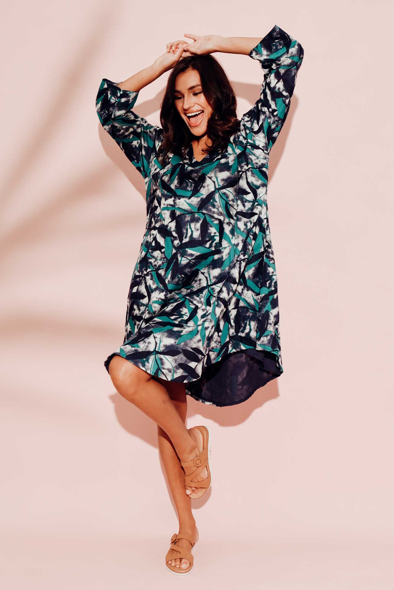 Proserpine Blue Leaf Cotton Tunic