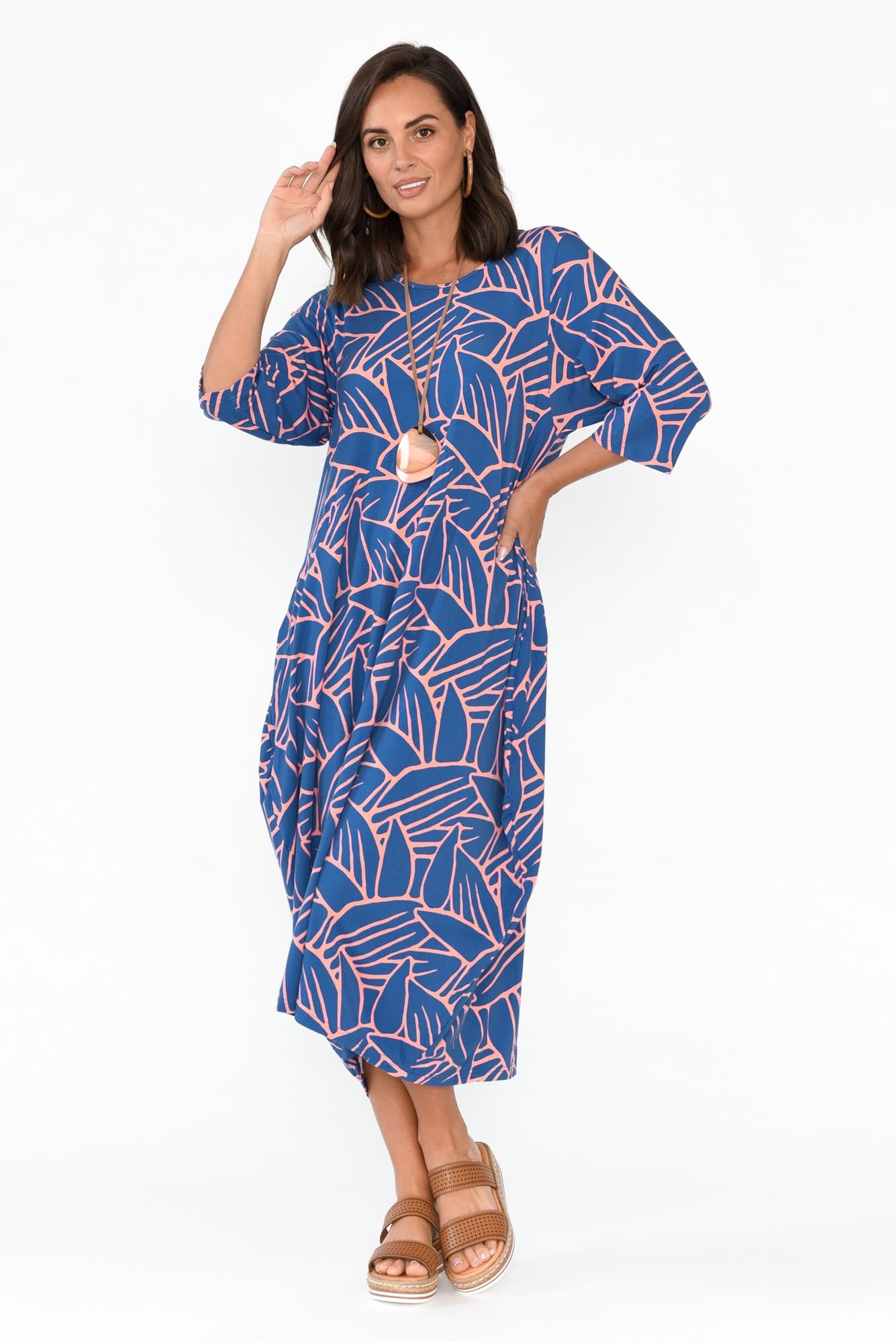 Alviva Blue Leaf Bamboo Dress