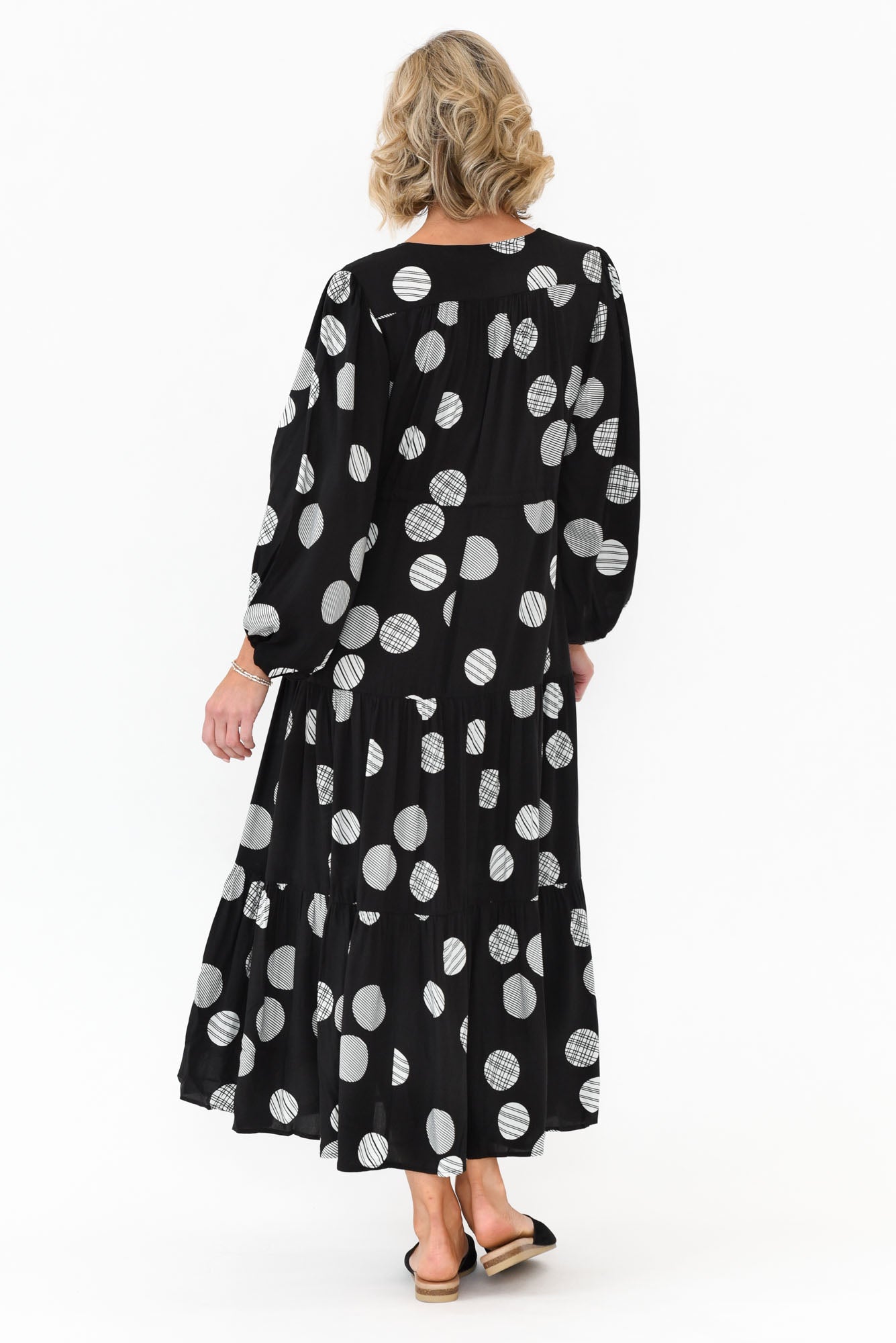 Tierney Black Spot Tassel Tie Dress