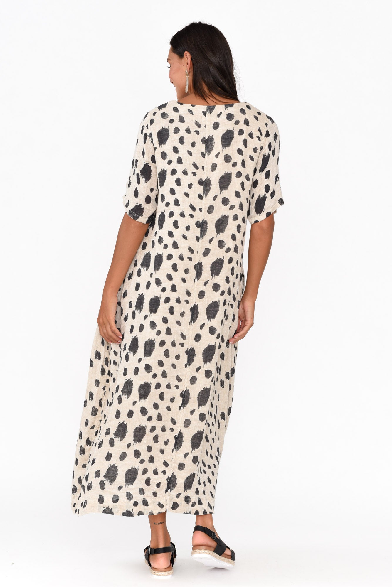 Santana Black Spot Linen Dress