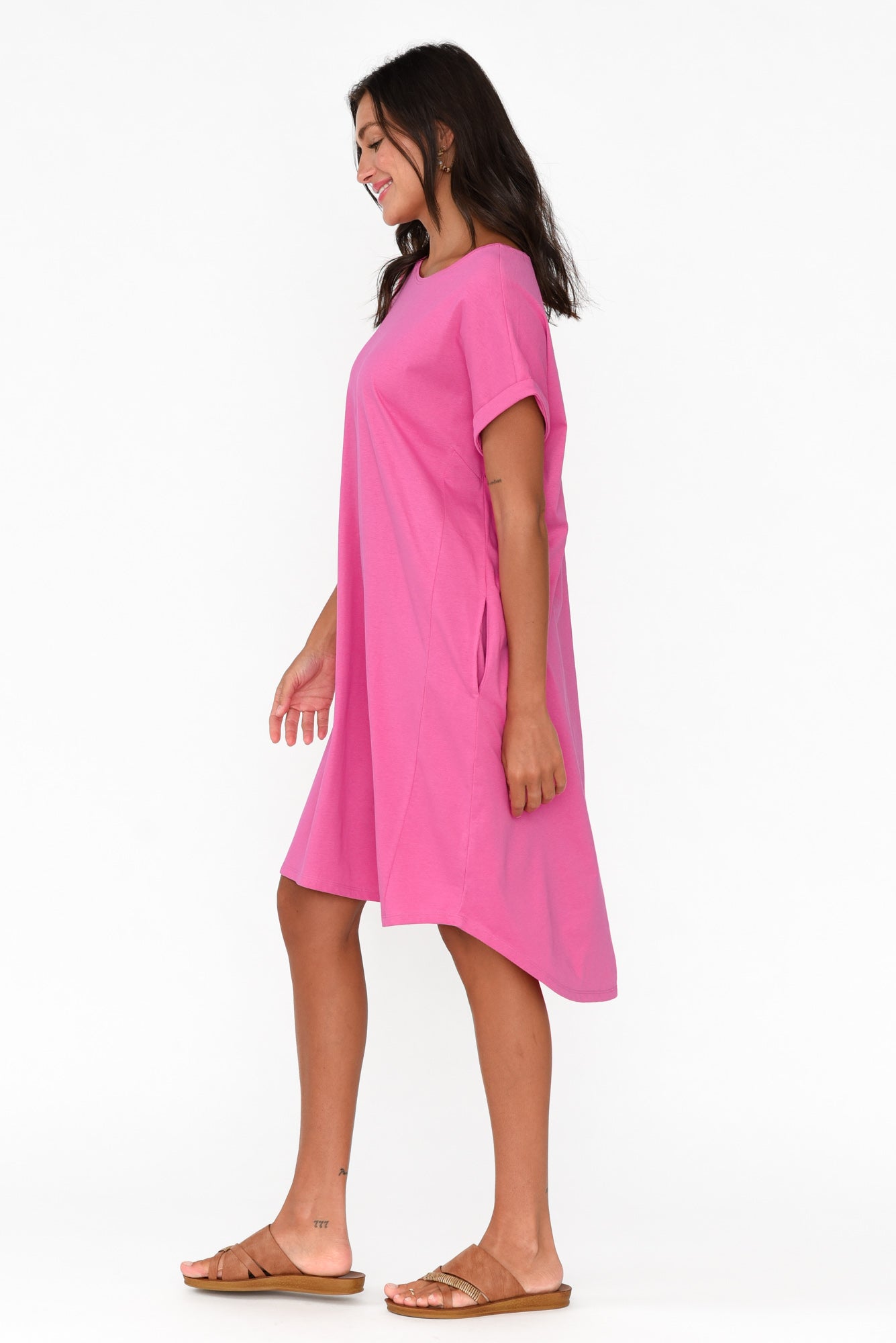 Maxine Hot Pink Cotton T-Shirt Dress