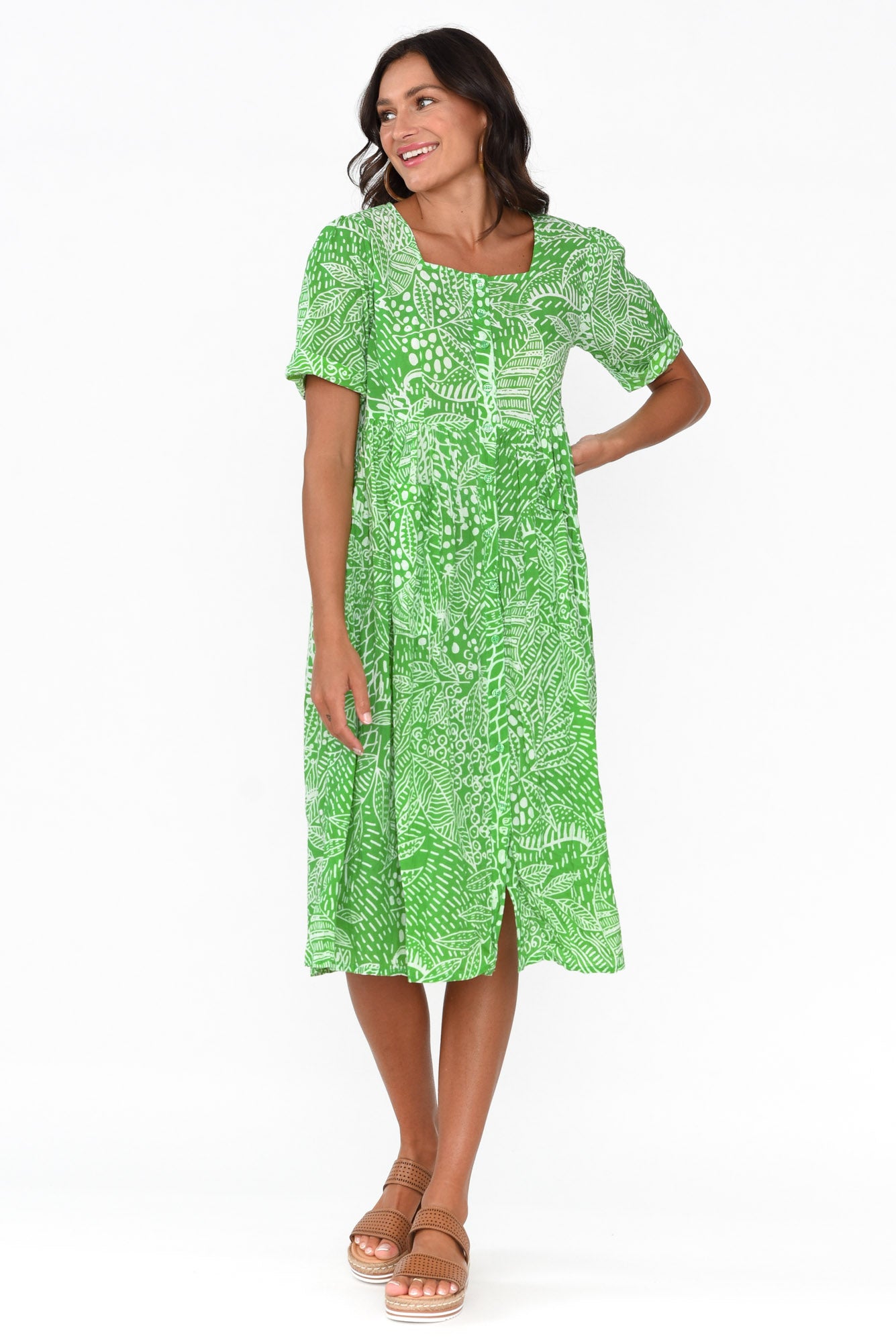 Leros Green Jungle Organic Cotton Dress