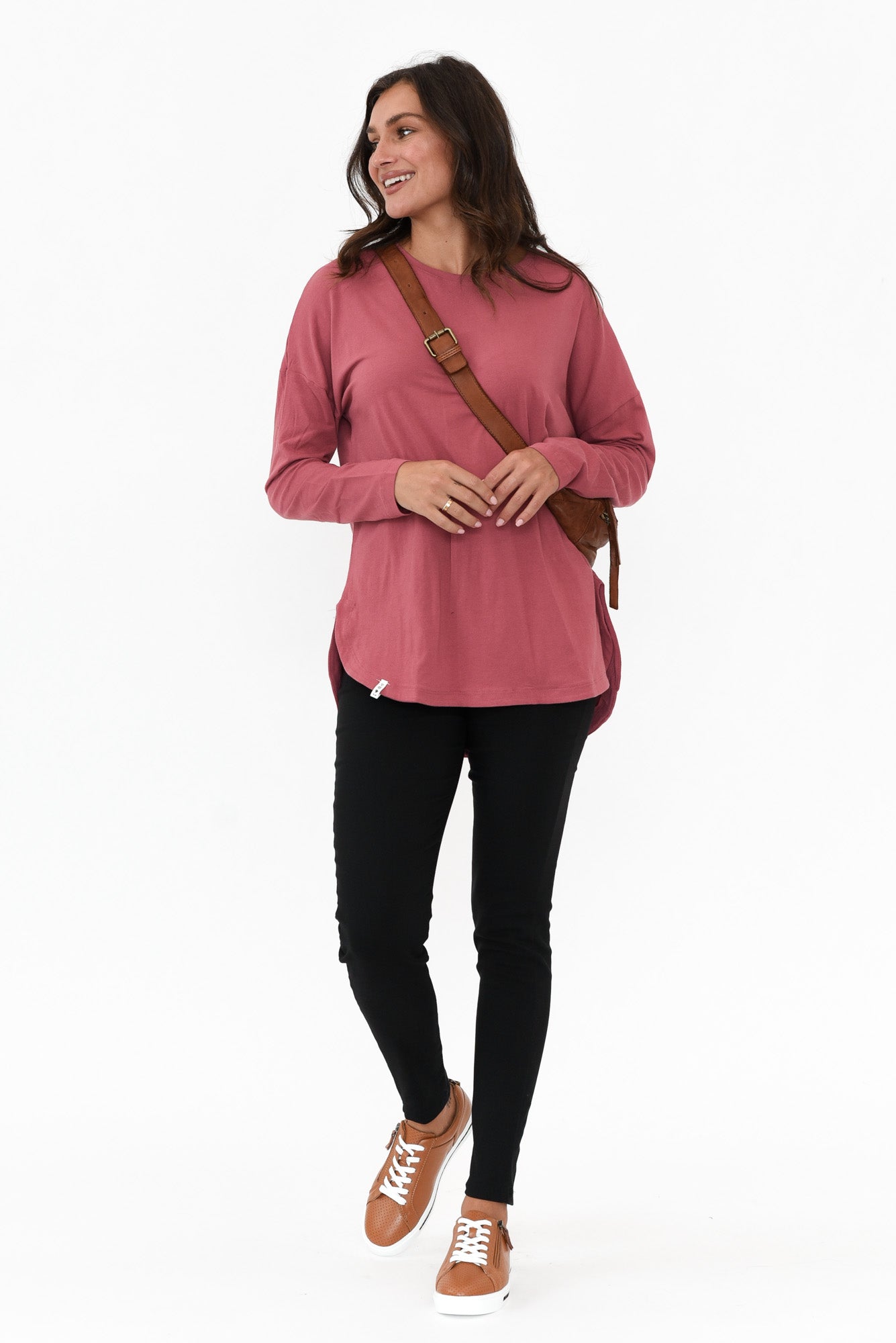 Society Deep Pink Cotton Long Sleeve Tee