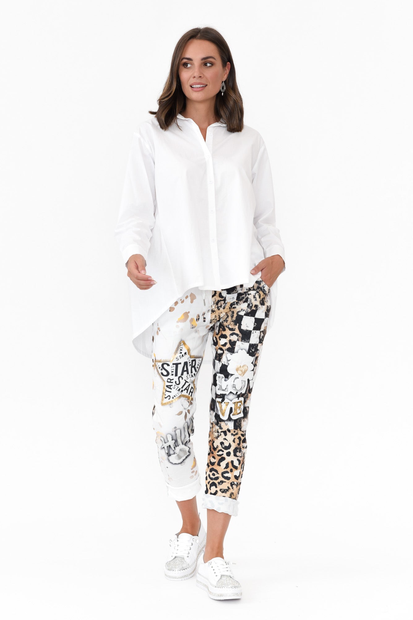 Penny White Pleated Cotton Shirt