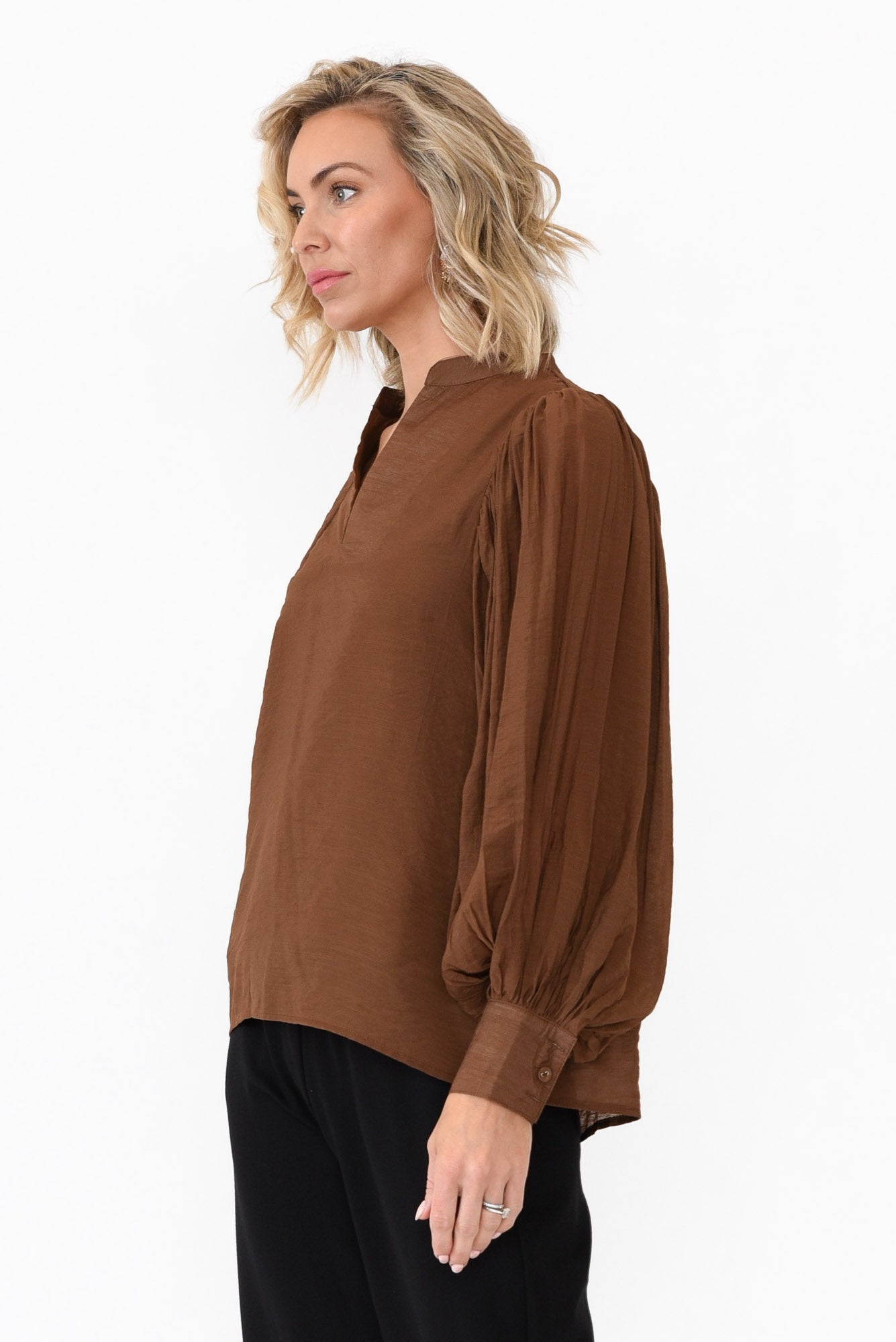 Kane Chocolate Cotton Blend Top
