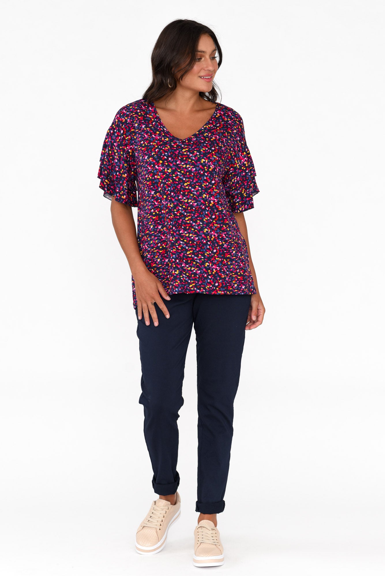 Ripon Confetti Frill Sleeve Top