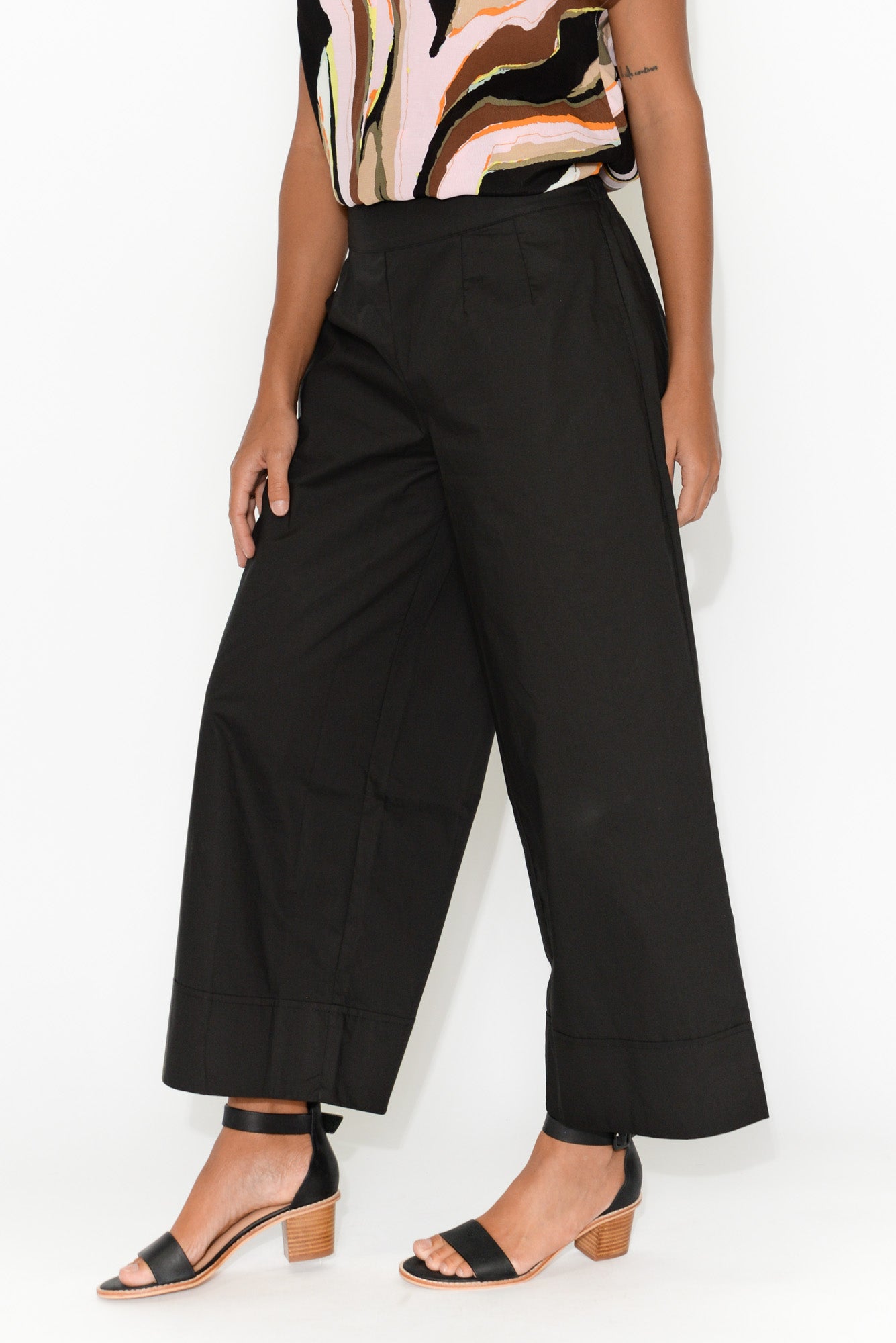 Bradie Black Cotton Wide Leg Pant