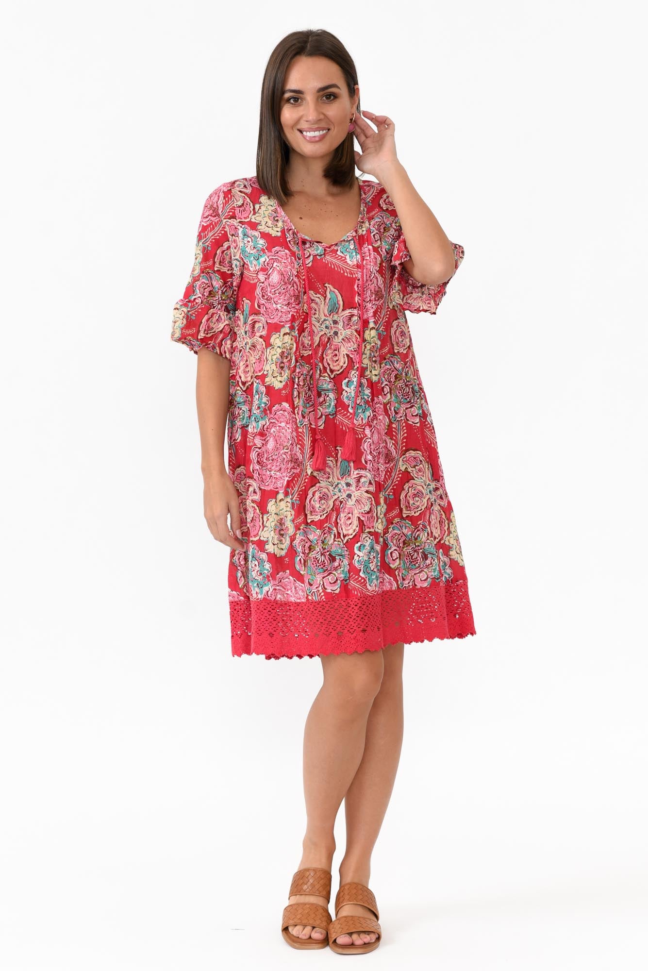 Cayman Coral Paisley Cotton Tunic Dress