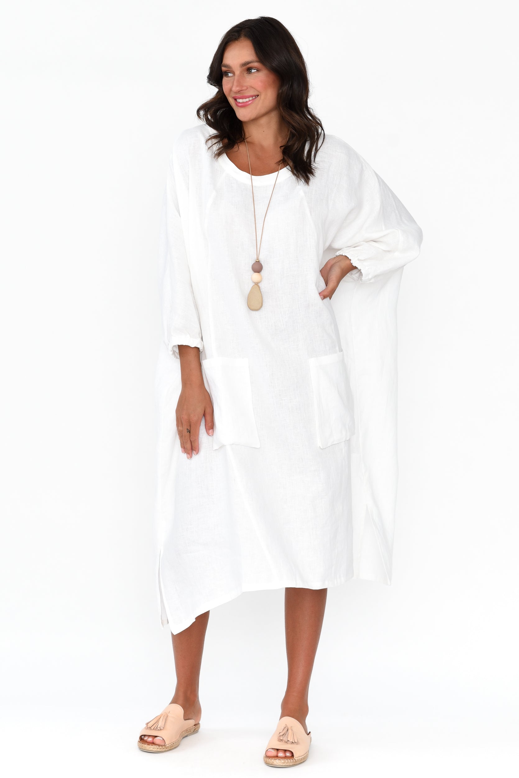 Bradshaw White Linen Pocket Dress