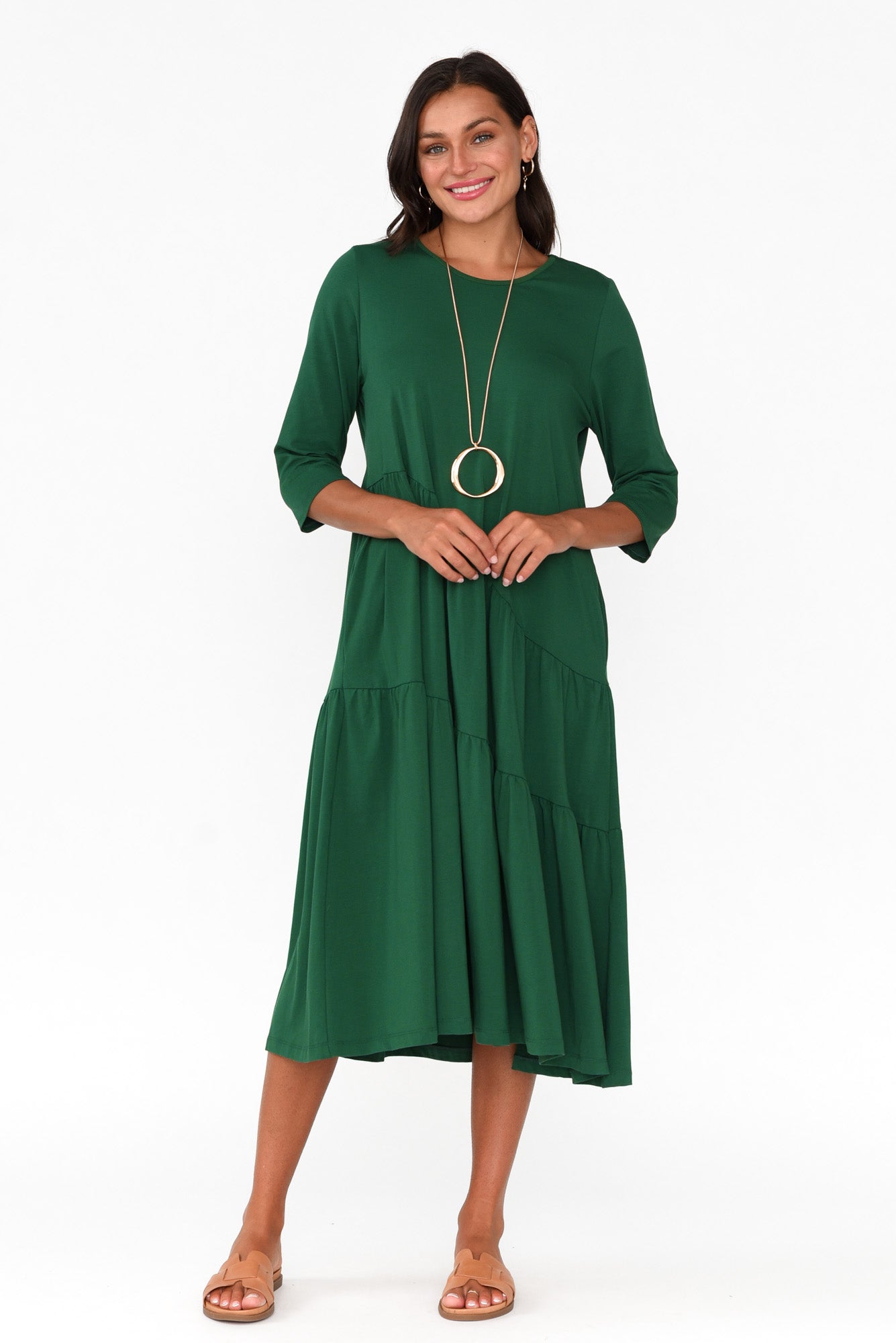 Masie Emerald Diagonal Gathered Dress