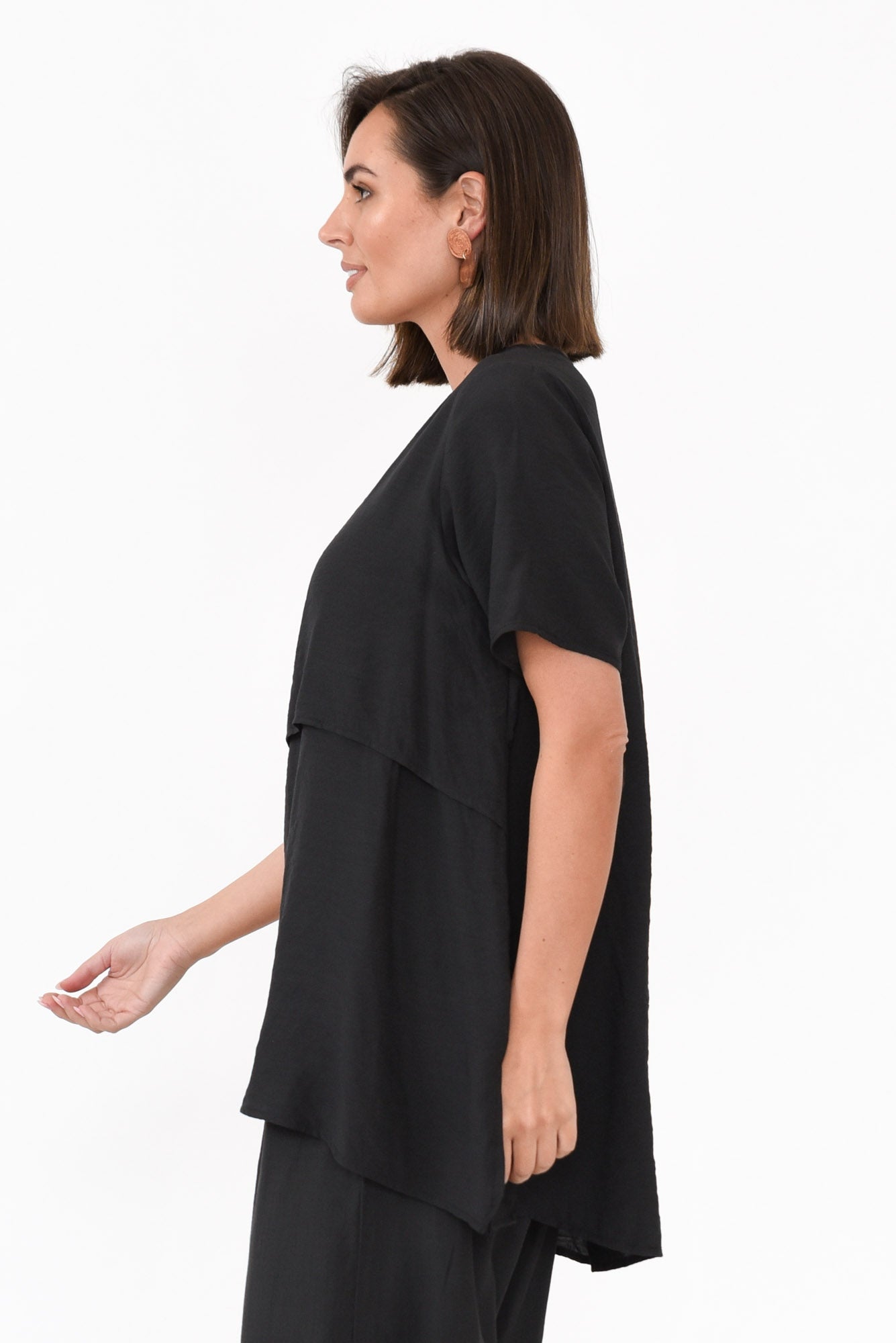 Shoshana Black Cotton Layered Top