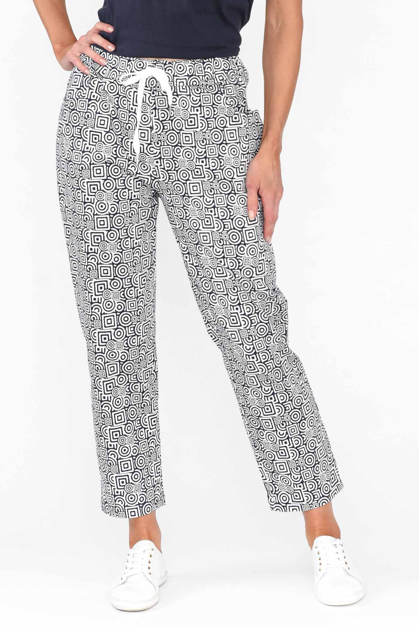 Souza Navy Geo Cotton Pant